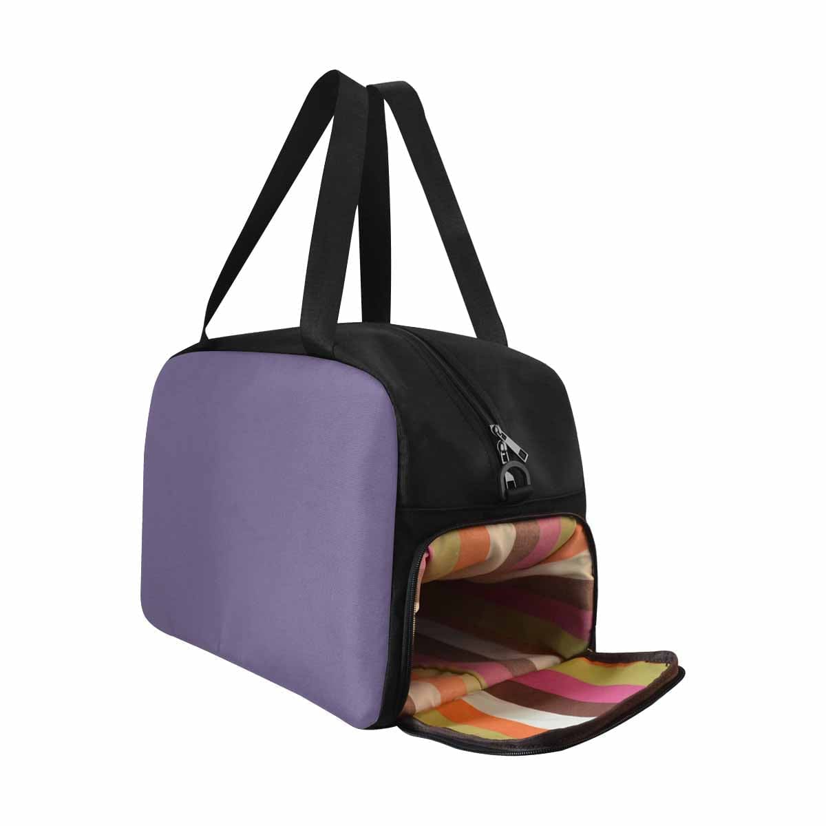 Purple Haze Tote and Crossbody Travel Bag made from durable nylon, featuring spacious compartments and adjustable strap.