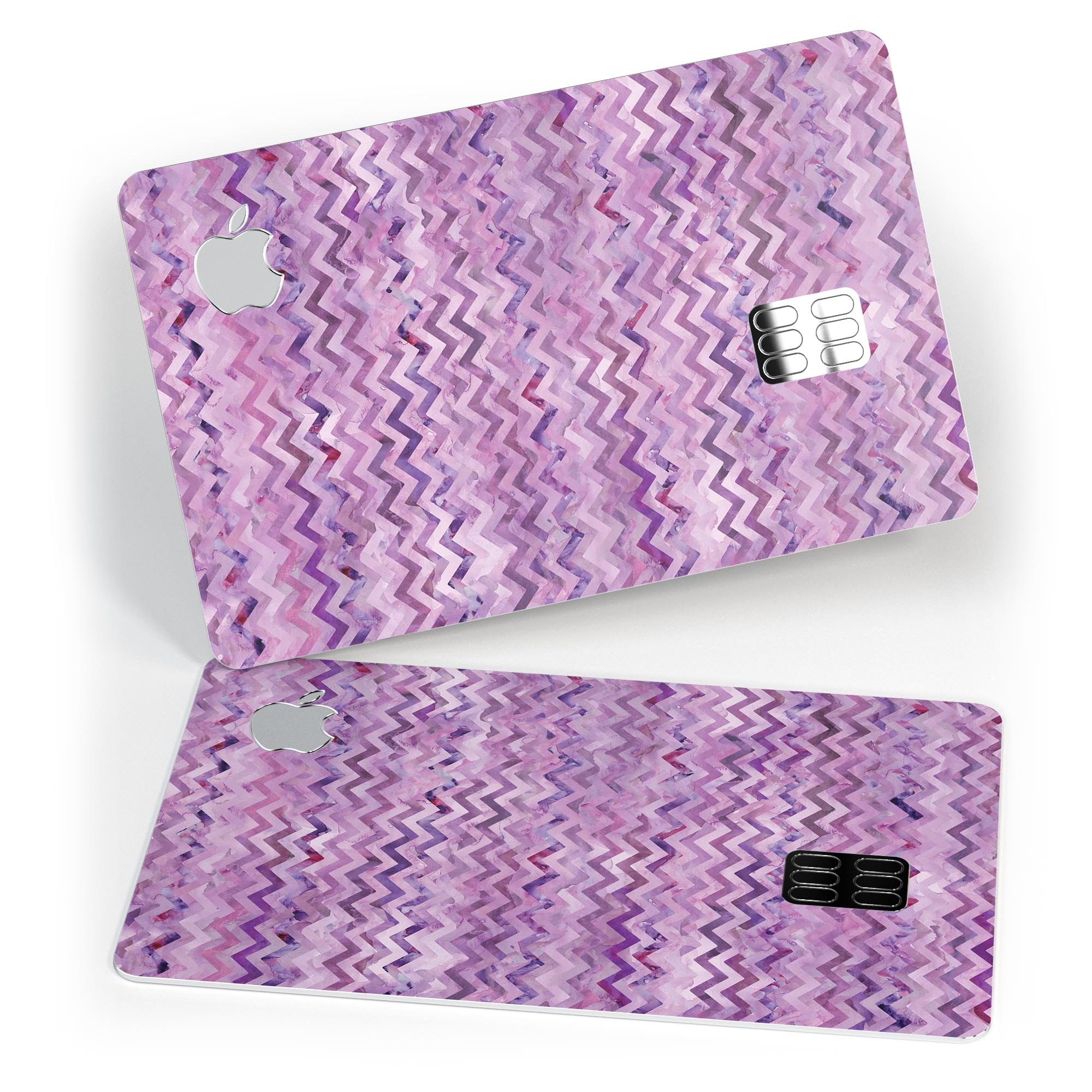 Purple Multi Watercolor Chevron decal skin for Apple Card, showcasing vibrant colors and a stylish chevron pattern.