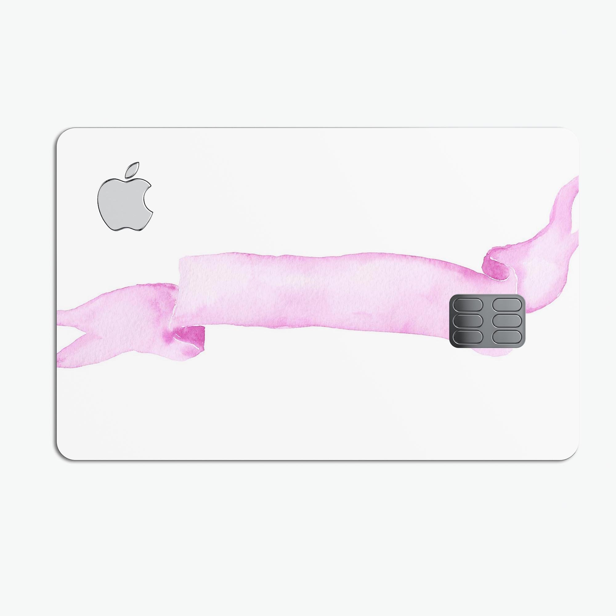 Purple Pink Watercolor Ribbon decal skin for Apple Card, showcasing vibrant colors and a protective design.