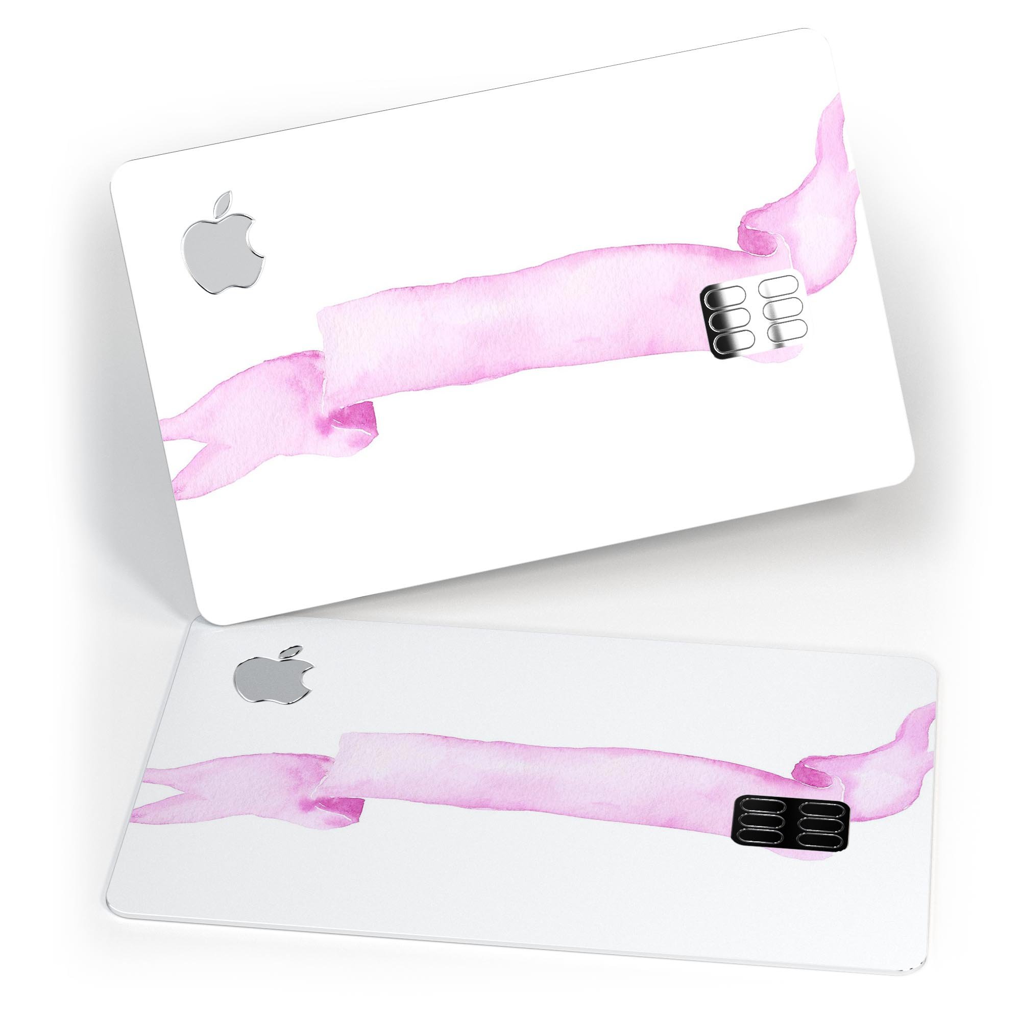 Purple Pink Watercolor Ribbon decal skin for Apple Card, showcasing vibrant colors and a protective design.