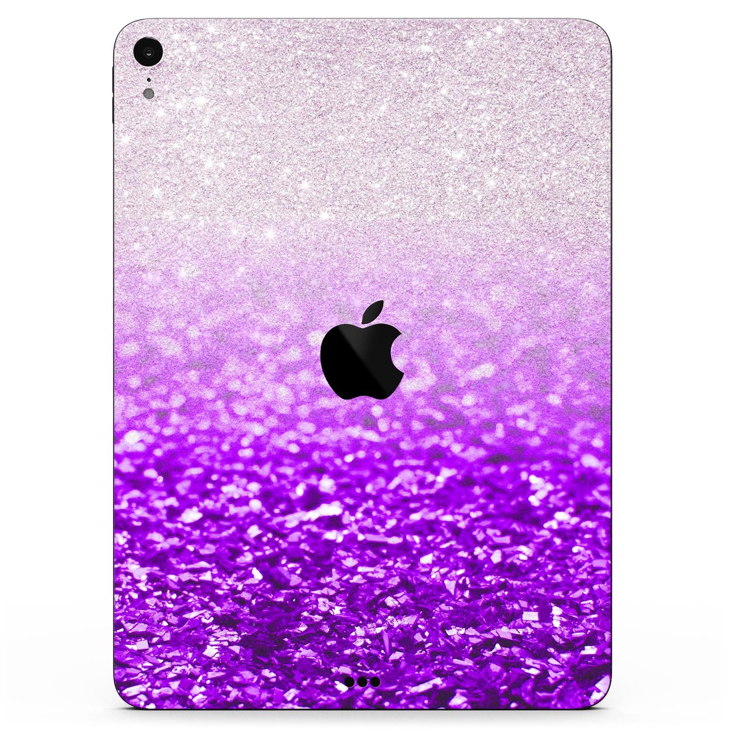 Purple and silver glimmer fade skin decal for Apple iPad, showcasing its sleek design and premium finish.