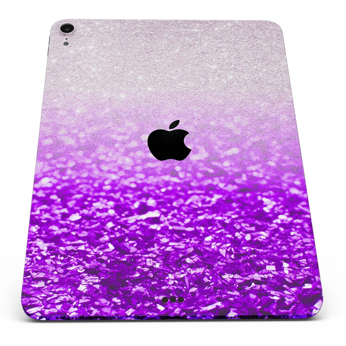 Purple and silver glimmer fade skin decal for Apple iPad, showcasing its sleek design and premium finish.