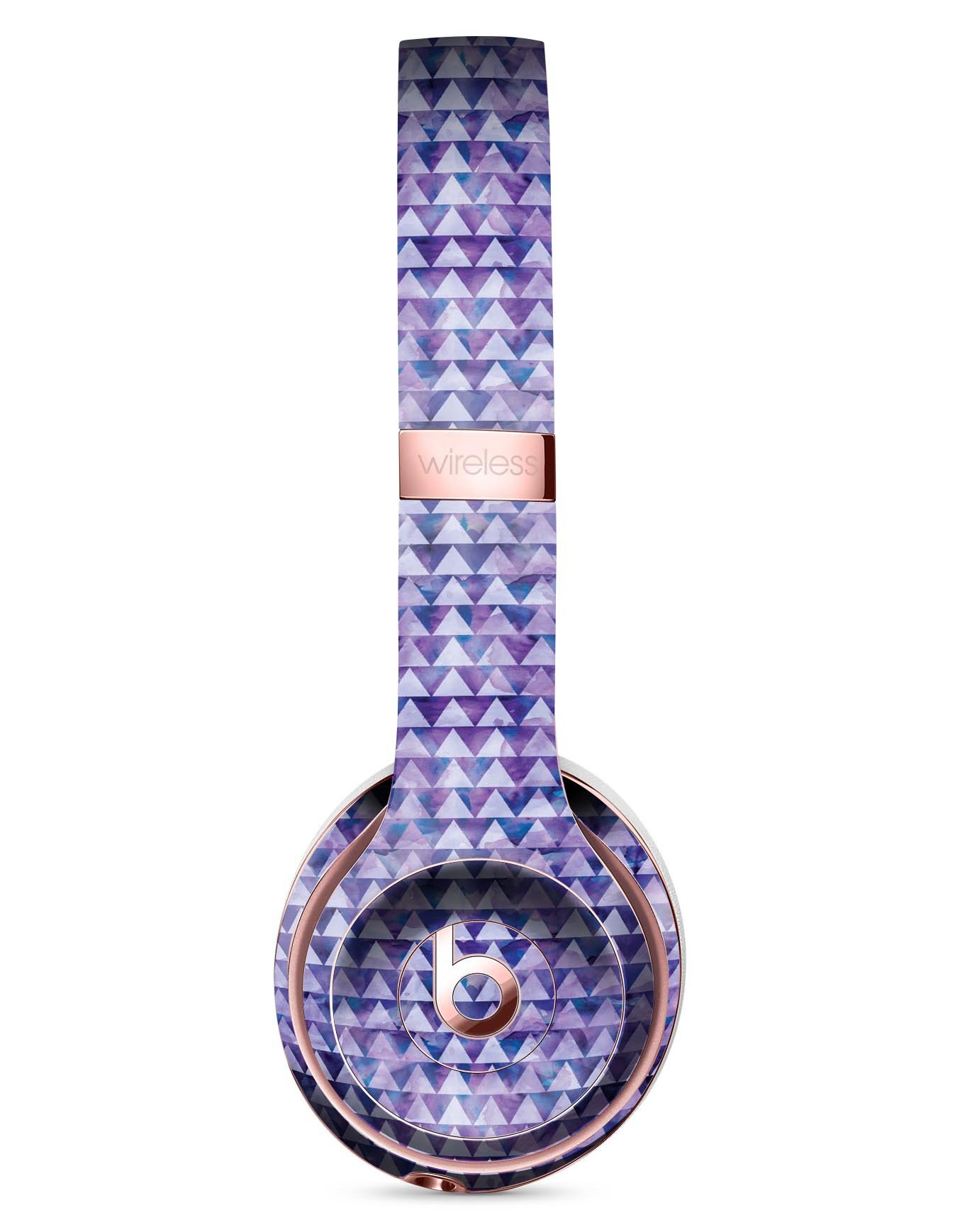 Purple Textured Triangle Pattern Skin Kit for Beats by Dre Solo 3 Wireless Headphones, showcasing vibrant design and premium vinyl material.