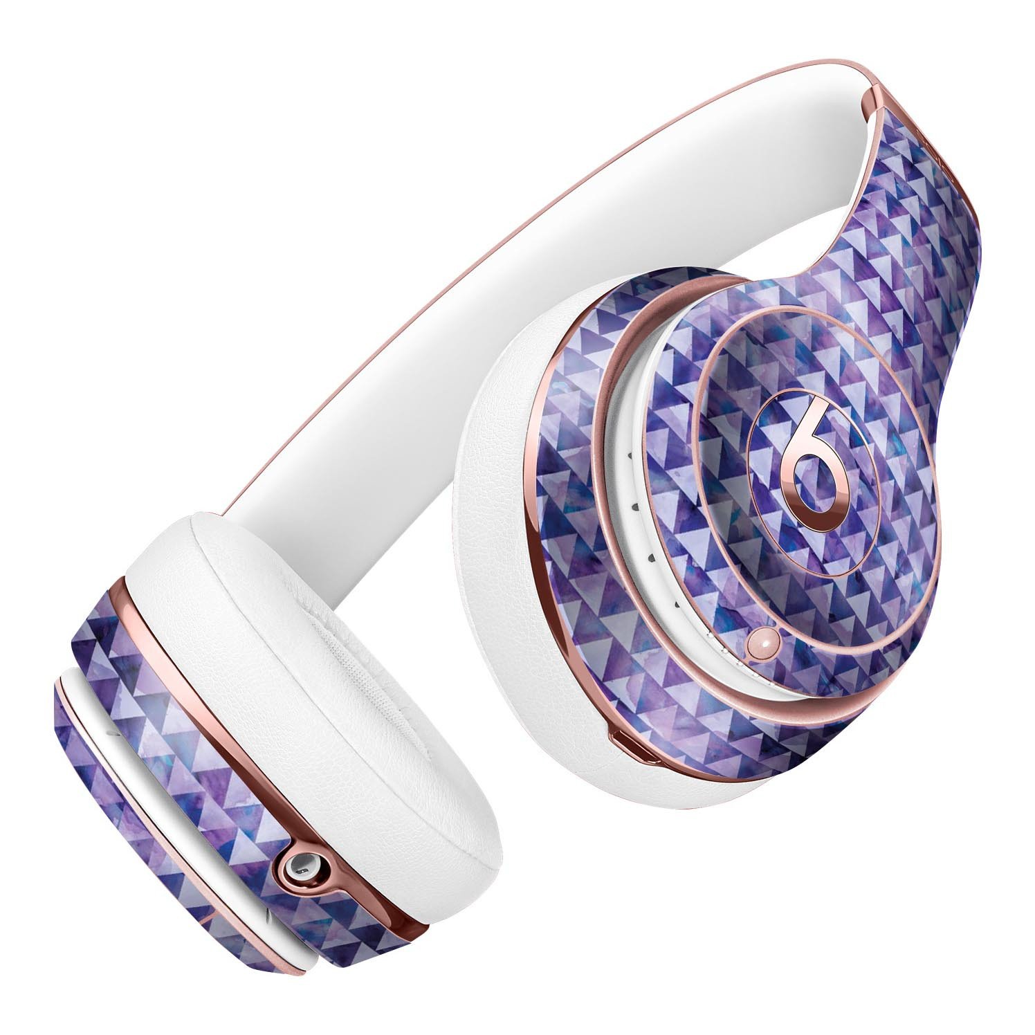 Purple Textured Triangle Pattern Skin Kit for Beats by Dre Solo 3 Wireless Headphones, showcasing vibrant design and premium vinyl material.