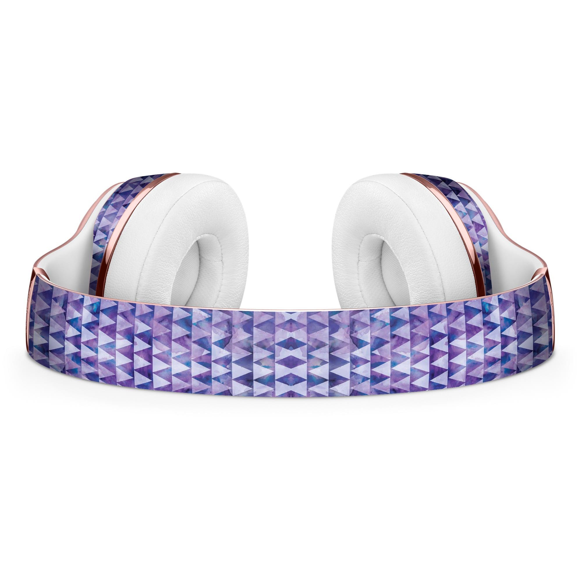 Purple Textured Triangle Pattern Skin Kit for Beats by Dre Solo 3 Wireless Headphones, showcasing vibrant design and premium vinyl material.