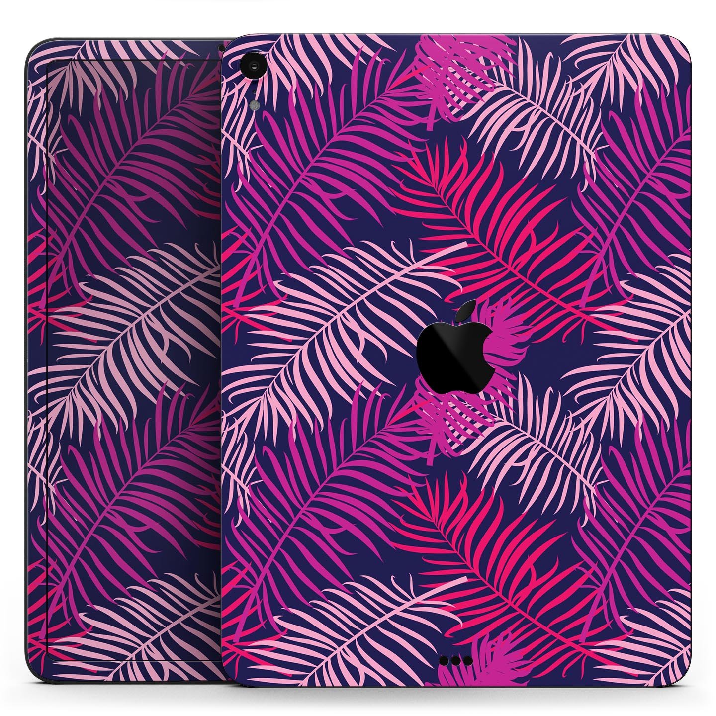 Purple Tropical Full Body Skin Decal for Apple iPad Pro 12.9", showcasing vibrant tropical design and premium 3M material.