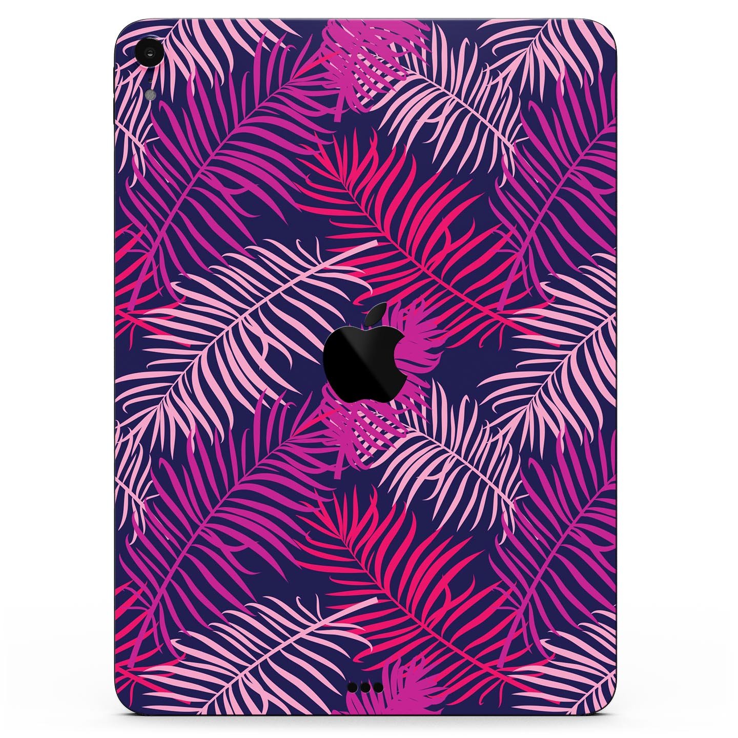 Purple Tropical Full Body Skin Decal for Apple iPad Pro 12.9", showcasing vibrant tropical design and premium 3M material.