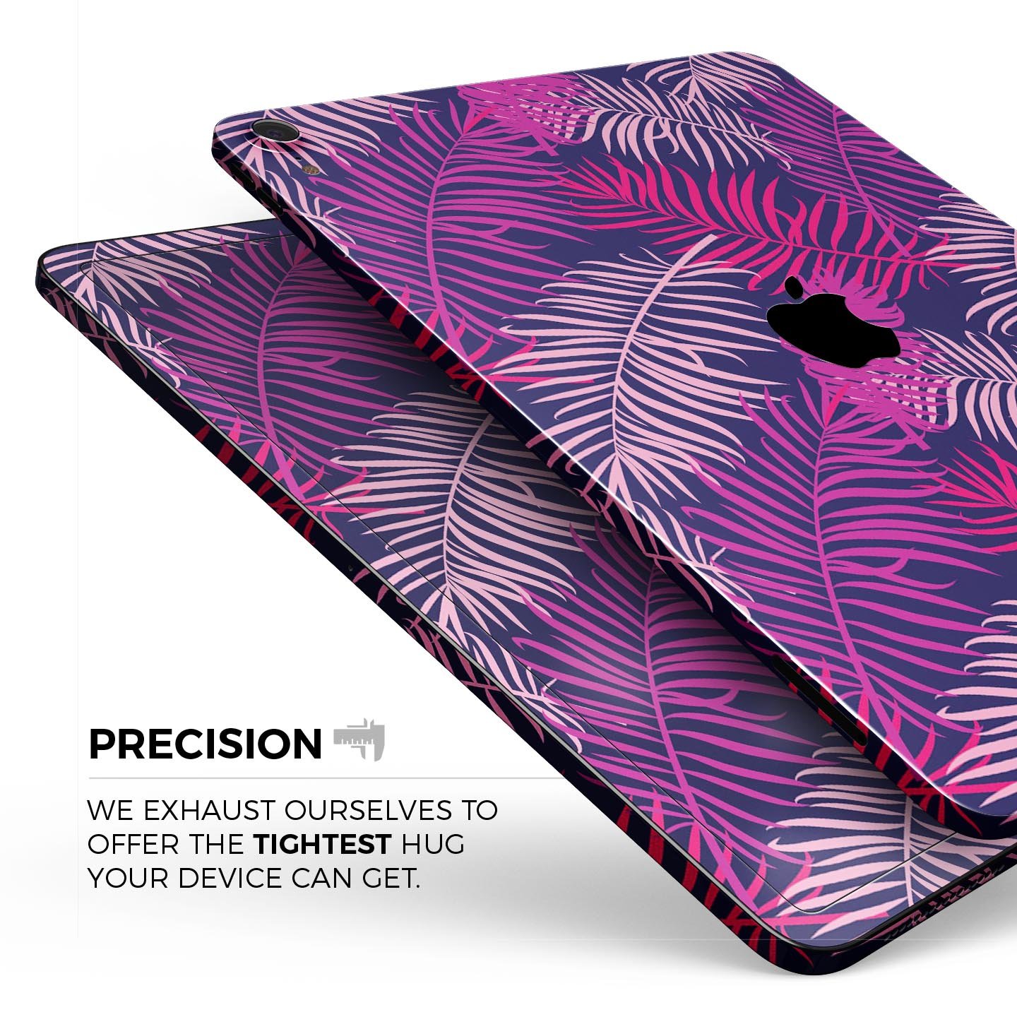 Purple Tropical Full Body Skin Decal for Apple iPad Pro 12.9", showcasing vibrant tropical design and premium 3M material.