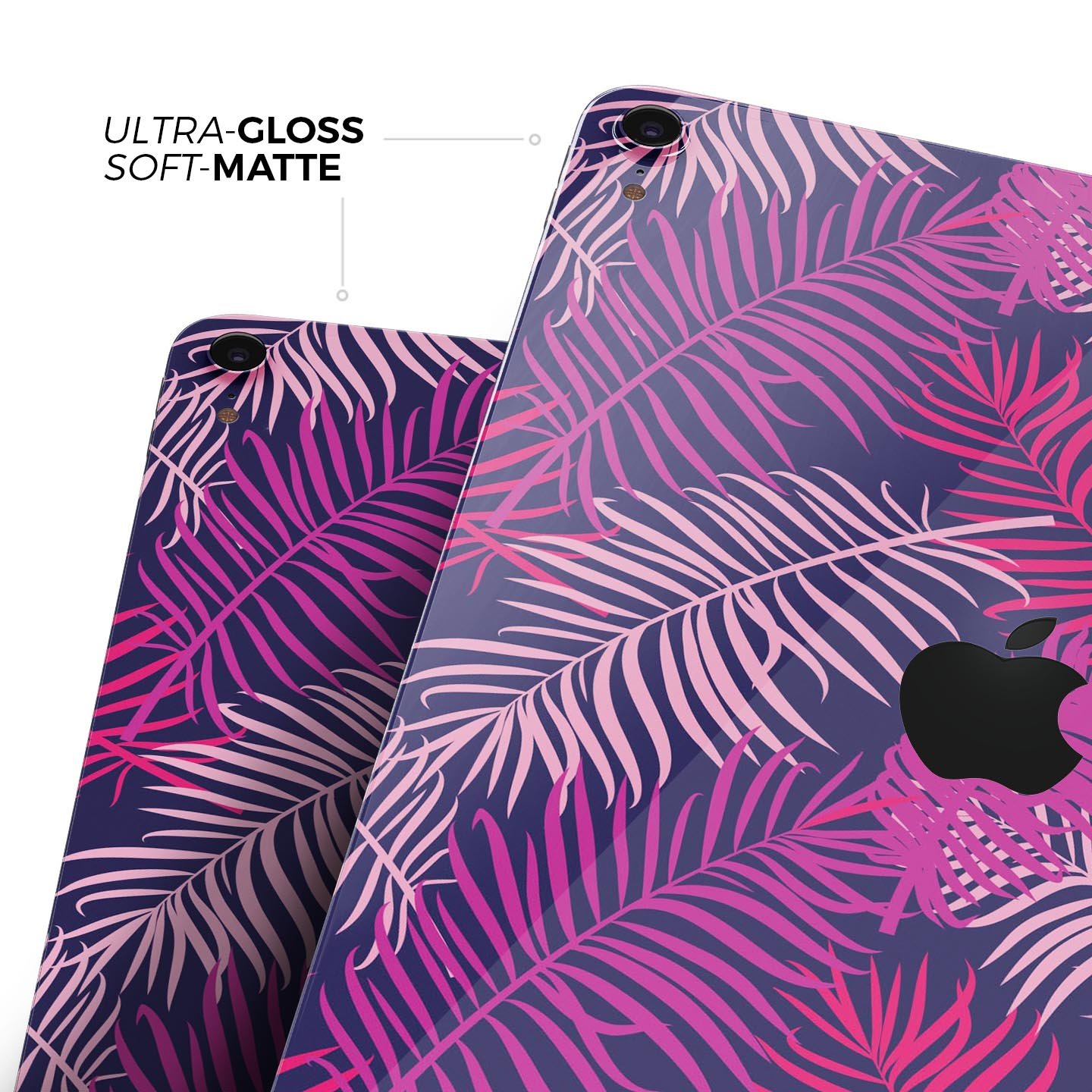 Purple Tropical Full Body Skin Decal for Apple iPad Pro 12.9", showcasing vibrant tropical design and premium 3M material.