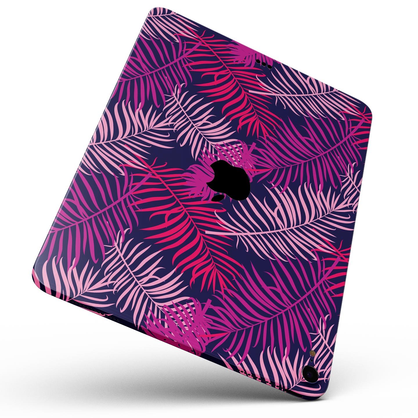 Purple Tropical Full Body Skin Decal for Apple iPad Pro 12.9", showcasing vibrant tropical design and premium 3M material.