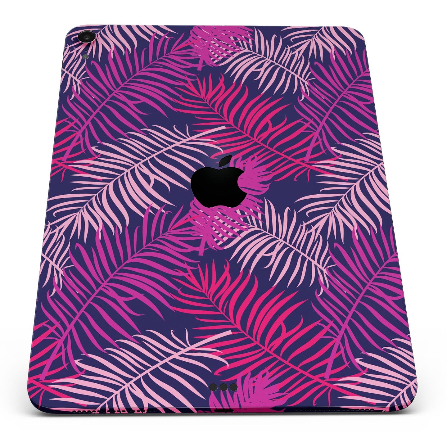 Purple Tropical Full Body Skin Decal for Apple iPad Pro 12.9", showcasing vibrant tropical design and premium 3M material.