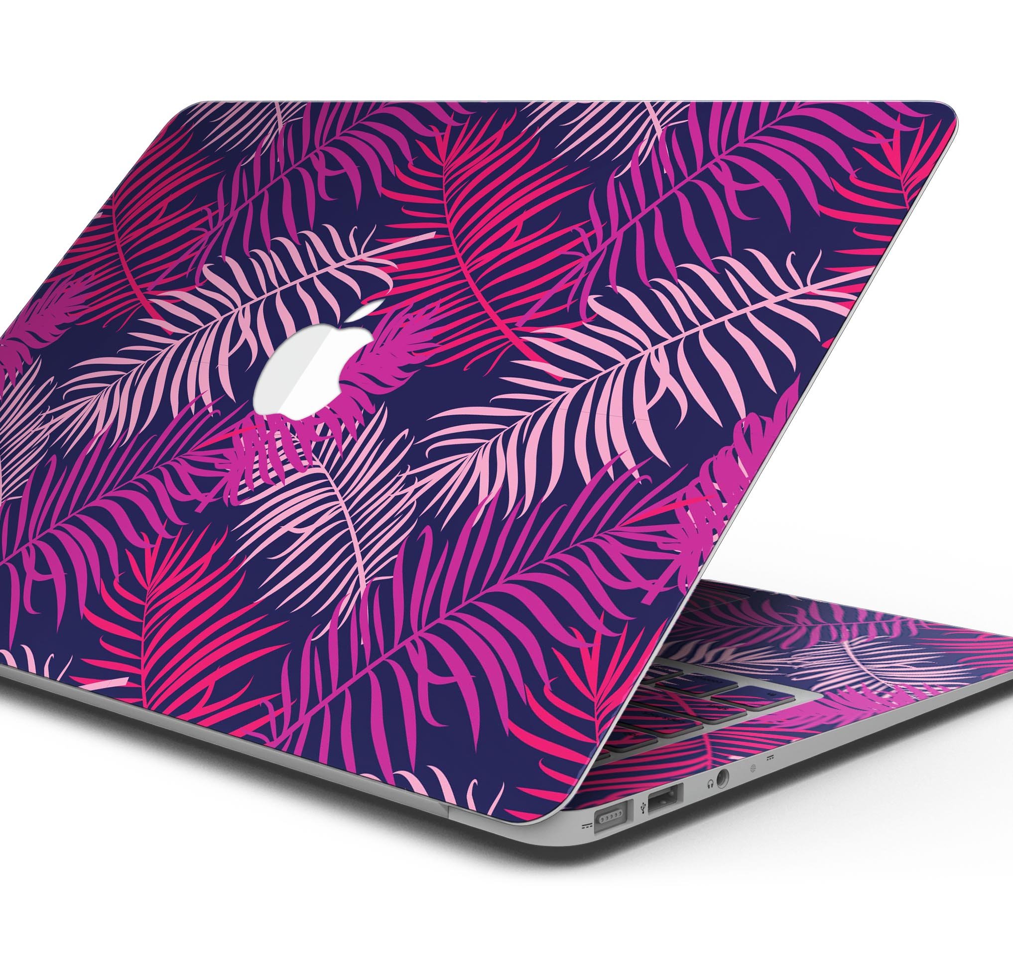 Purple Tropical Skin Decal Wrap Kit for Apple MacBook, showcasing vibrant colors and a sleek design.