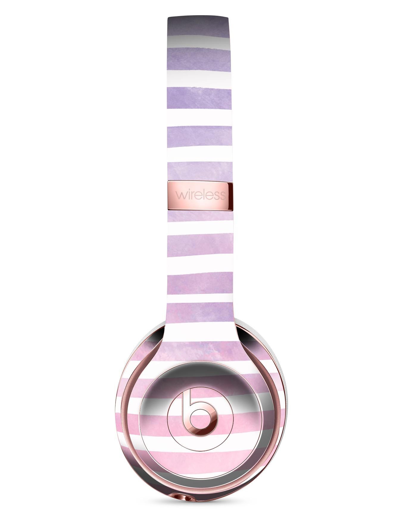 Purple WaterColor Ombre Stripes Full-Body Skin Kit for Beats by Dre Solo 3 Wireless Headphones, showcasing vibrant colors and sleek design.