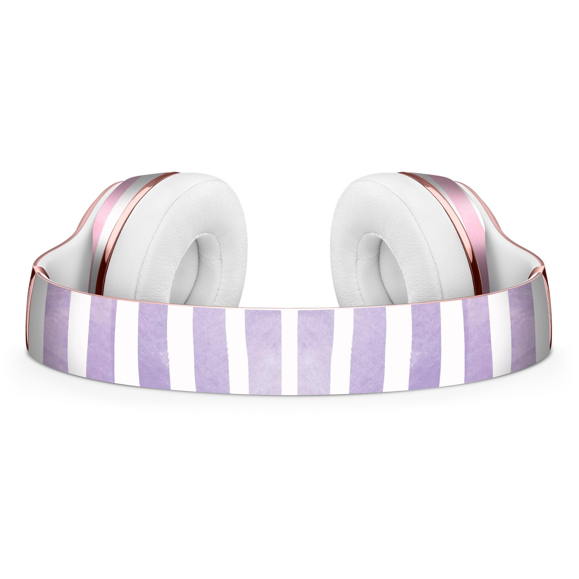 Purple WaterColor Ombre Stripes Full-Body Skin Kit for Beats by Dre Solo 3 Wireless Headphones, showcasing vibrant colors and sleek design.