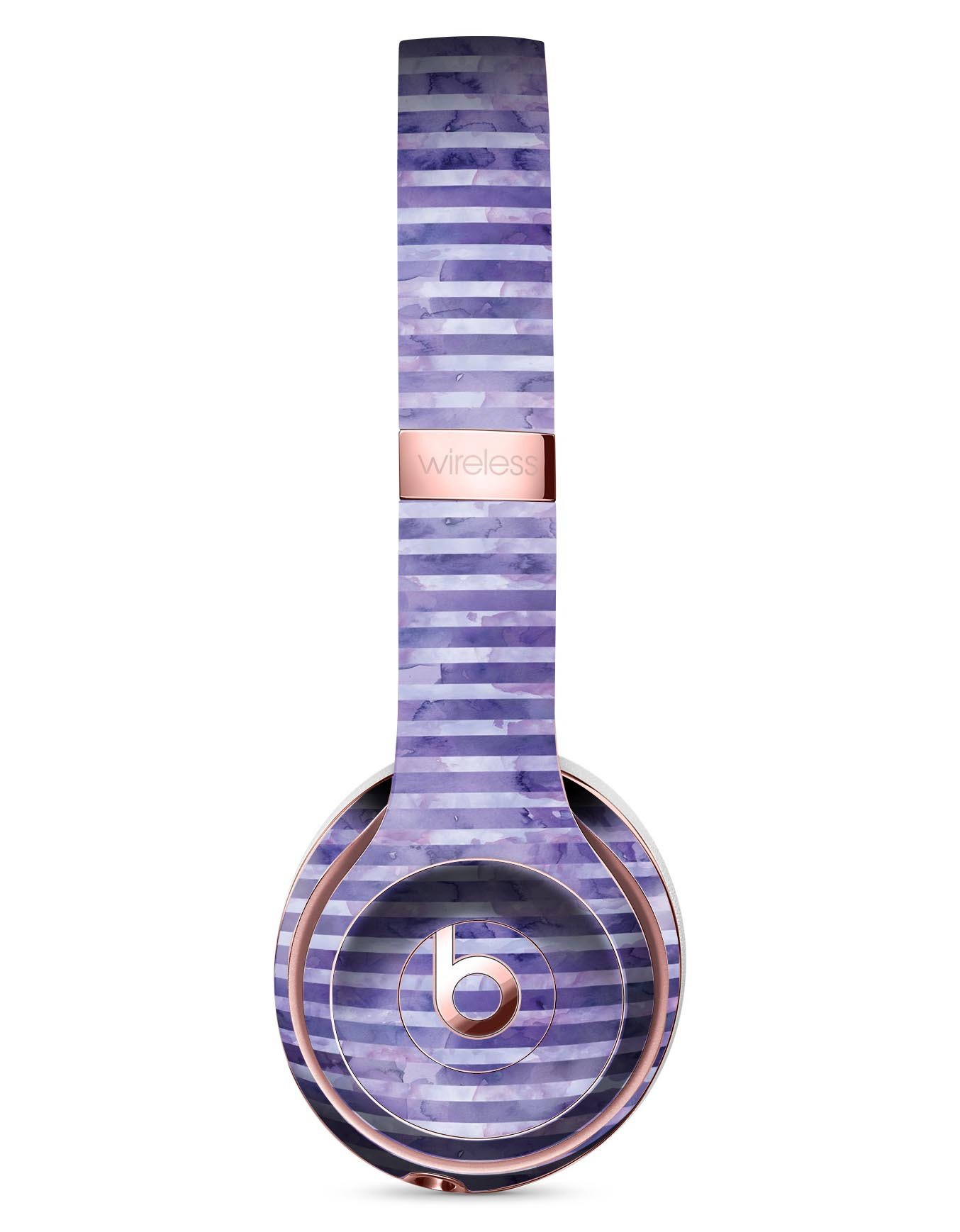 Purple Watercolor Stripes Skin Kit for Beats by Dre Solo 3 Wireless Headphones, showcasing vibrant colors and a sleek design.