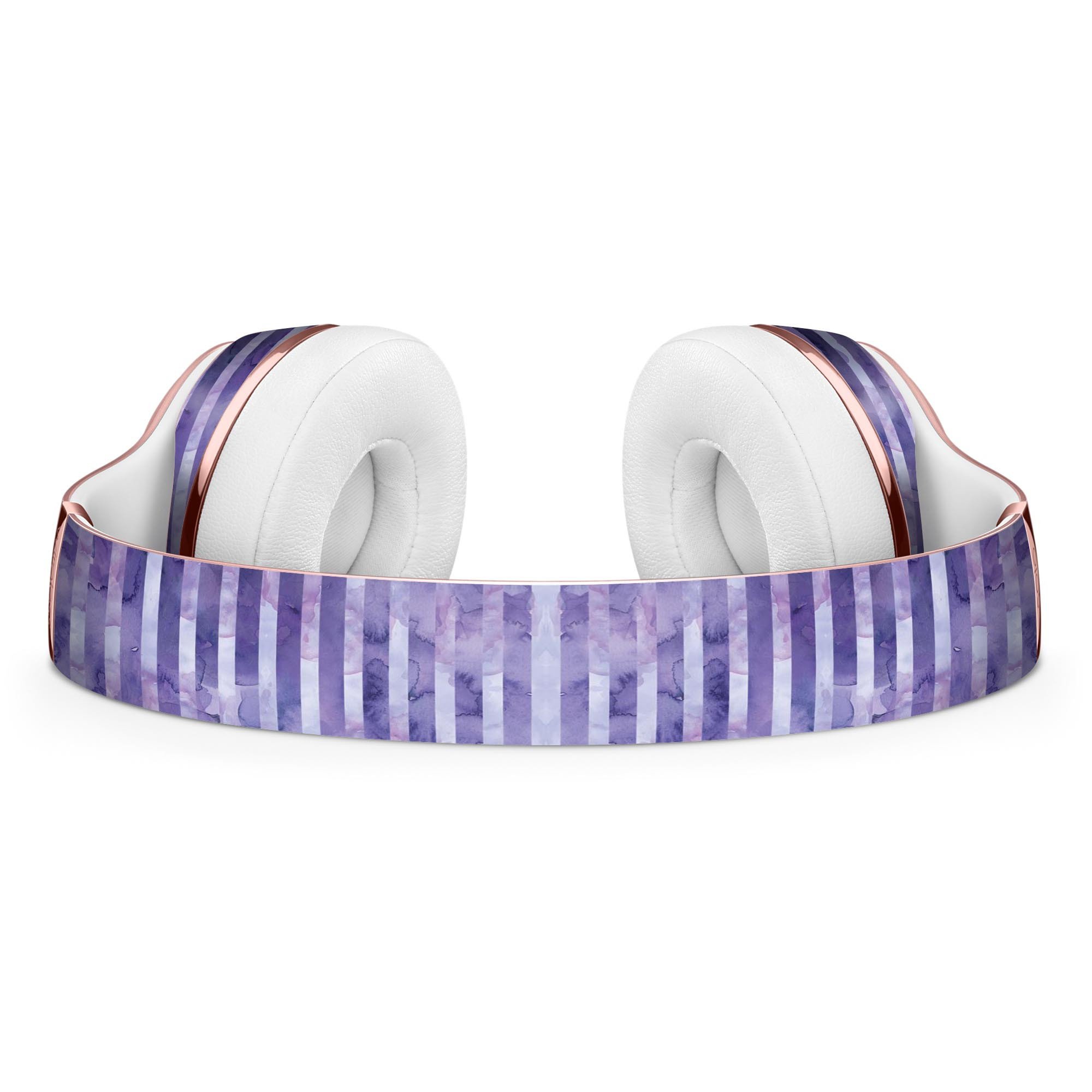 Purple Watercolor Stripes Skin Kit for Beats by Dre Solo 3 Wireless Headphones, showcasing vibrant colors and a sleek design.