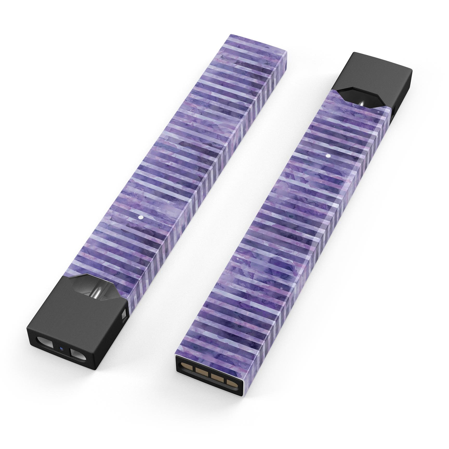 Purple Watercolor Stripes skin-wrap sticker designed for JUUL vaping device, showcasing vibrant colors and artistic design.