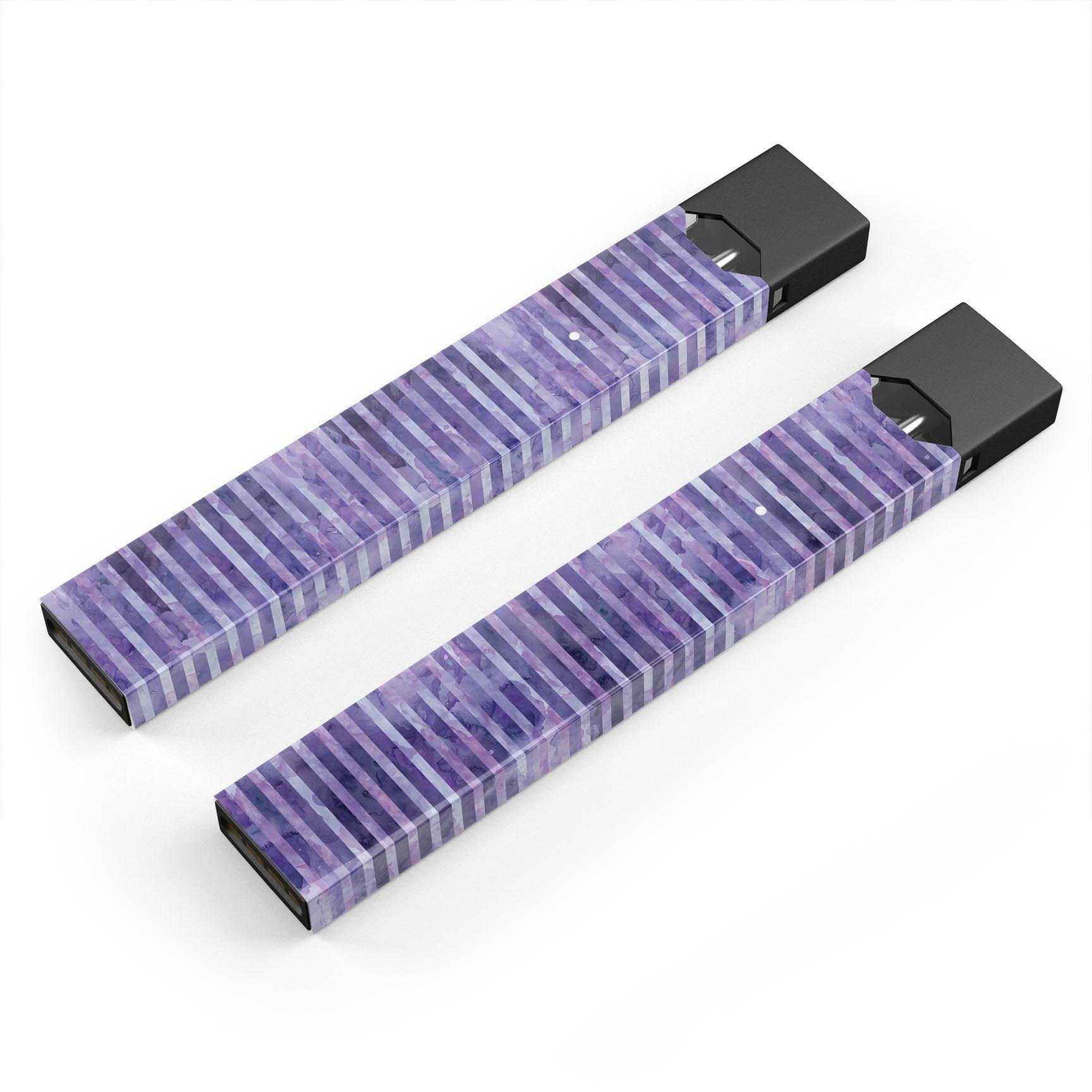 Purple Watercolor Stripes skin-wrap sticker designed for JUUL vaping device, showcasing vibrant colors and artistic design.