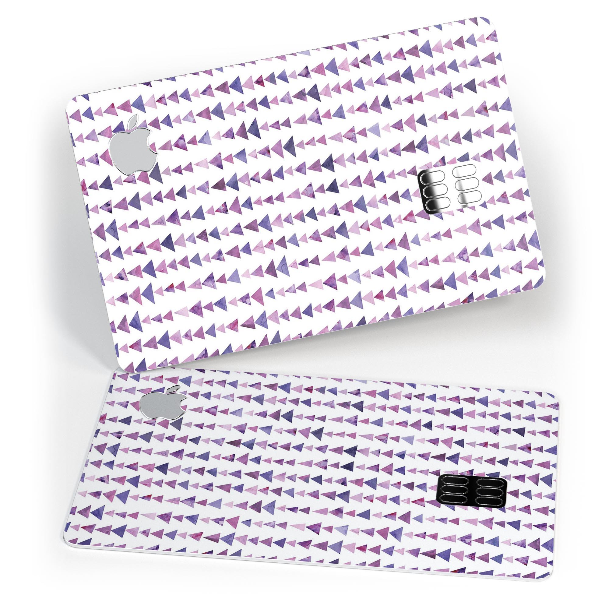 Purple Watercolor Triangle Pattern V2 decal for Apple Card, showcasing vibrant colors and premium vinyl material.