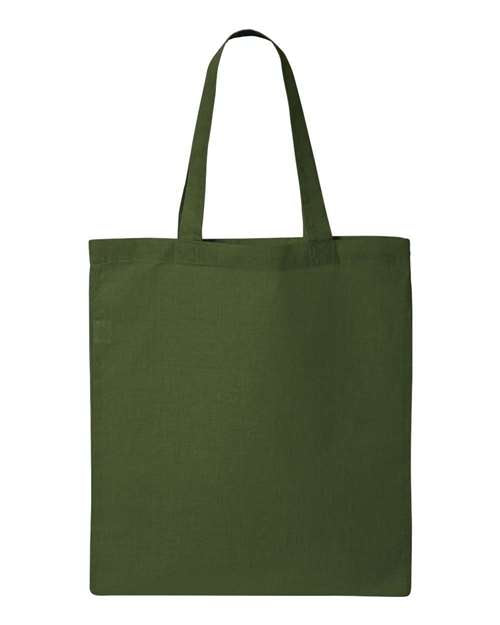 Q-tees Economical Tote Qtb made of 100% cotton with self-fabric handles, ideal for shopping and everyday use.