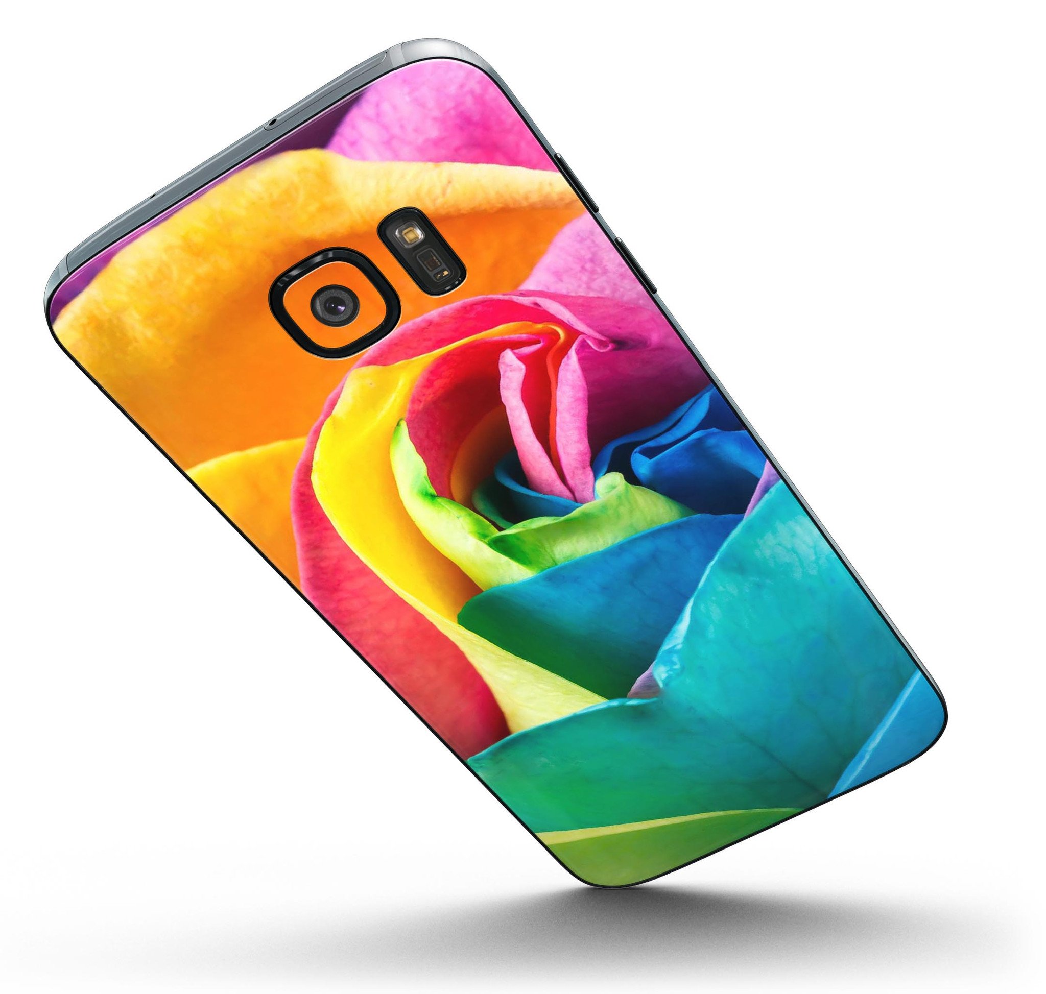 Rainbow Dyed Rose V2 skin kit for Samsung Galaxy S7, showcasing vibrant colors and premium vinyl material.