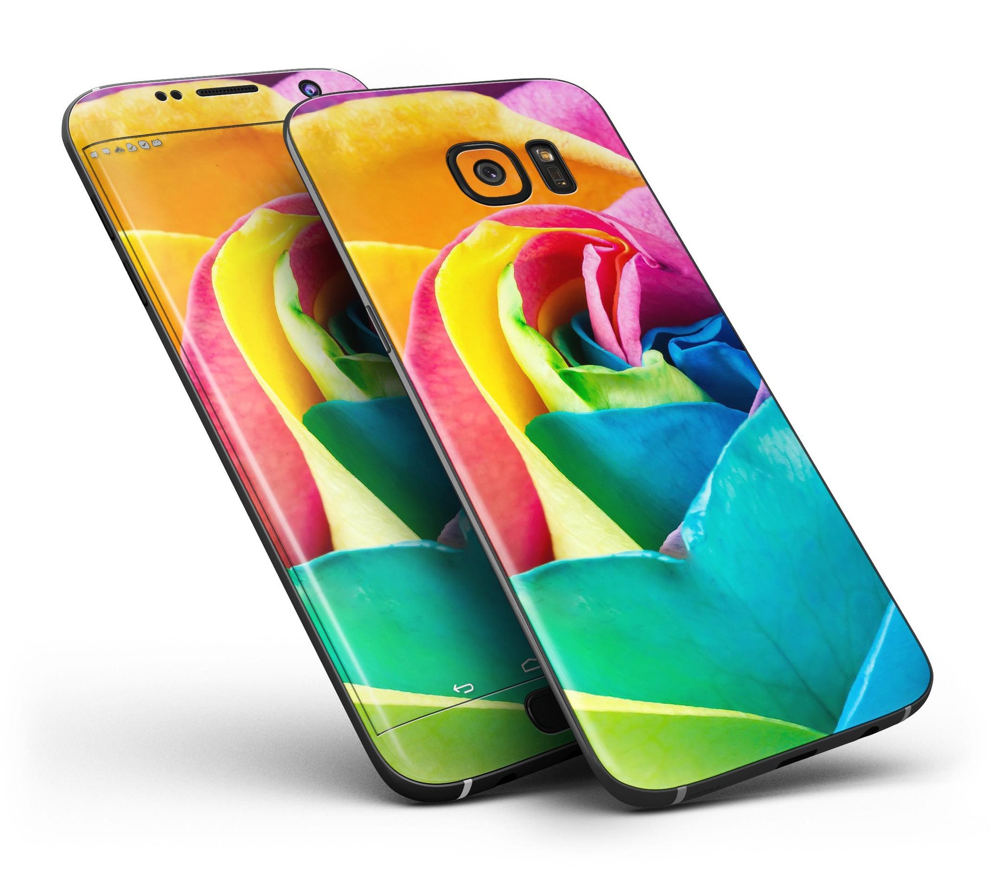 Rainbow Dyed Rose V2 skin kit for Samsung Galaxy S7, showcasing vibrant colors and premium vinyl material.