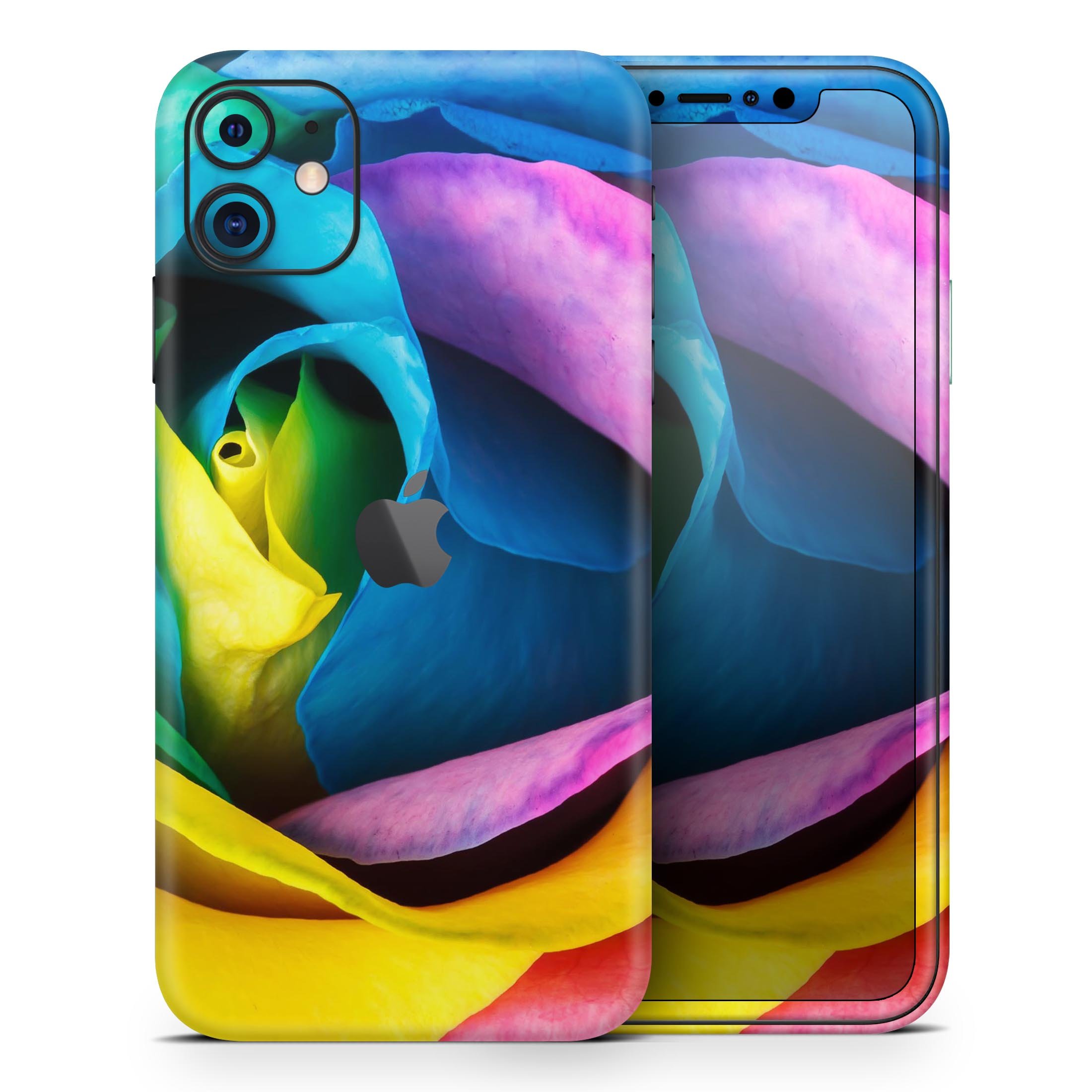 Rainbow Dyed Rose skin for Apple iPhone 14, showcasing vibrant colors and a sleek design.