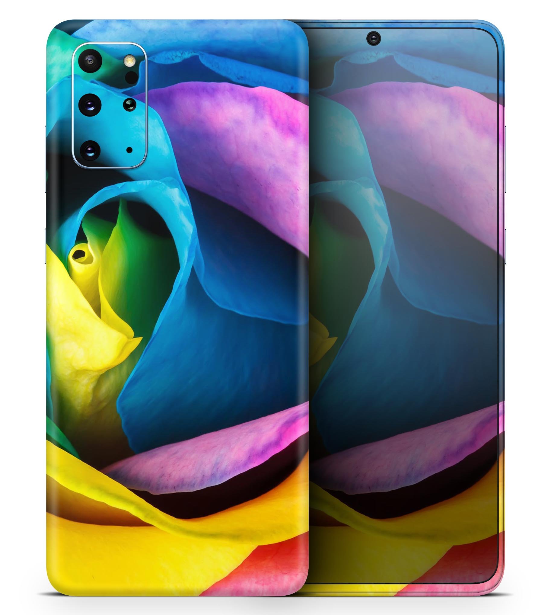 Rainbow Dyed Rose V3 skin for Samsung Galaxy S20, showcasing vibrant colors and a sleek design.