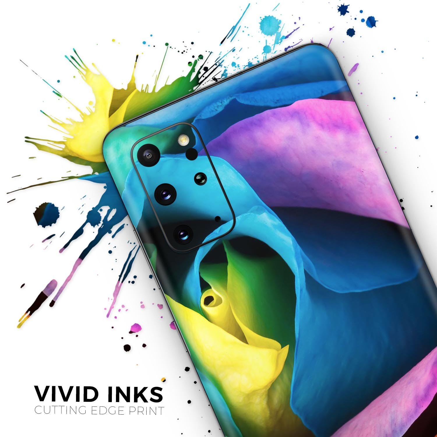 Rainbow Dyed Rose V3 skin for Samsung Galaxy S20, showcasing vibrant colors and a sleek design.