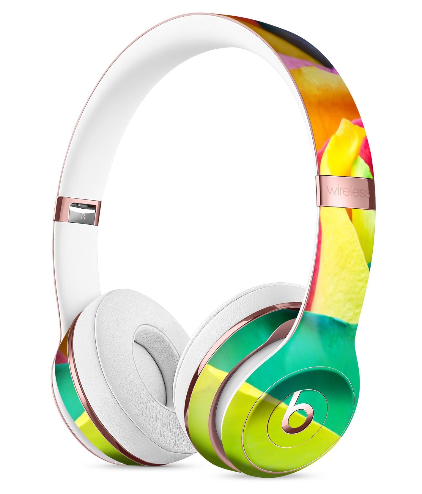 Rainbow Dyed Rose V4 Full-Body Skin Kit for Beats by Dre Solo 3, showcasing vibrant colors and a sleek design.