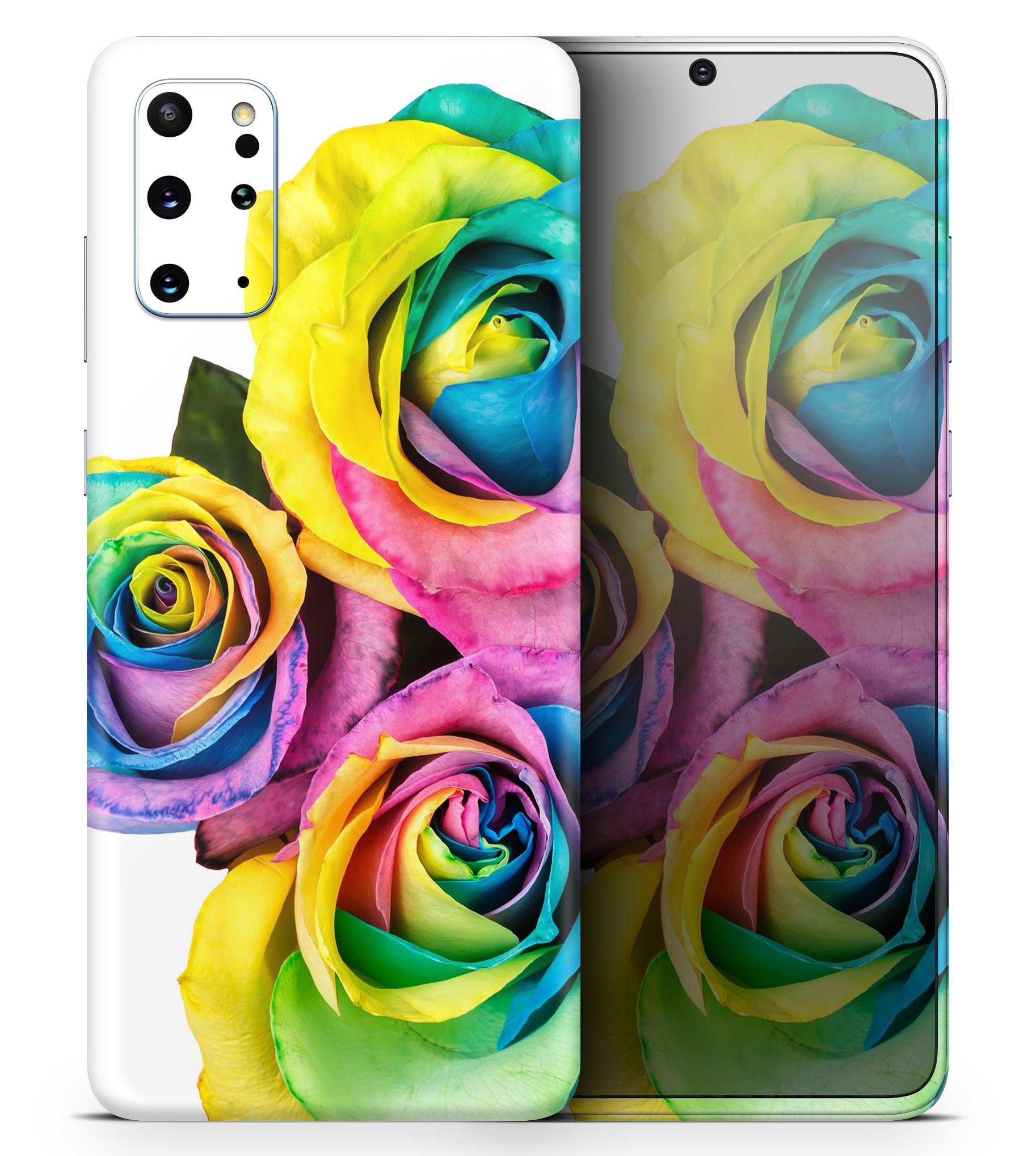 Rainbow Dyed Roses skin for Samsung Galaxy S20, showcasing vibrant colors and a sleek design.