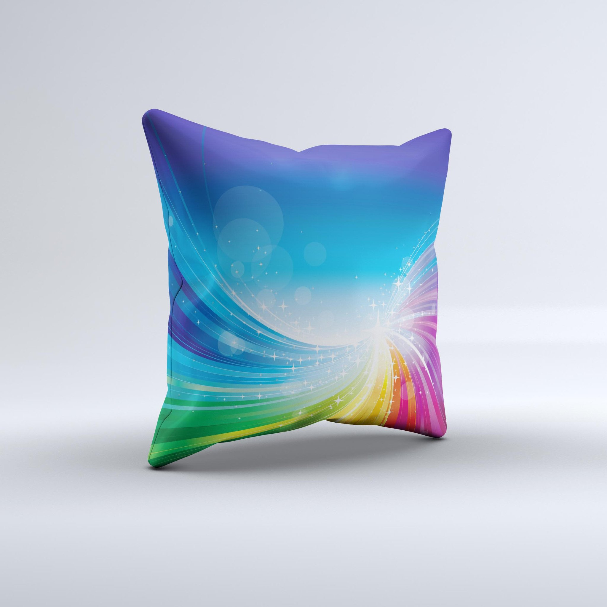 Rainbow HD Waves decorative throw pillow with vibrant colors and unique wave pattern, handcrafted in Virginia.