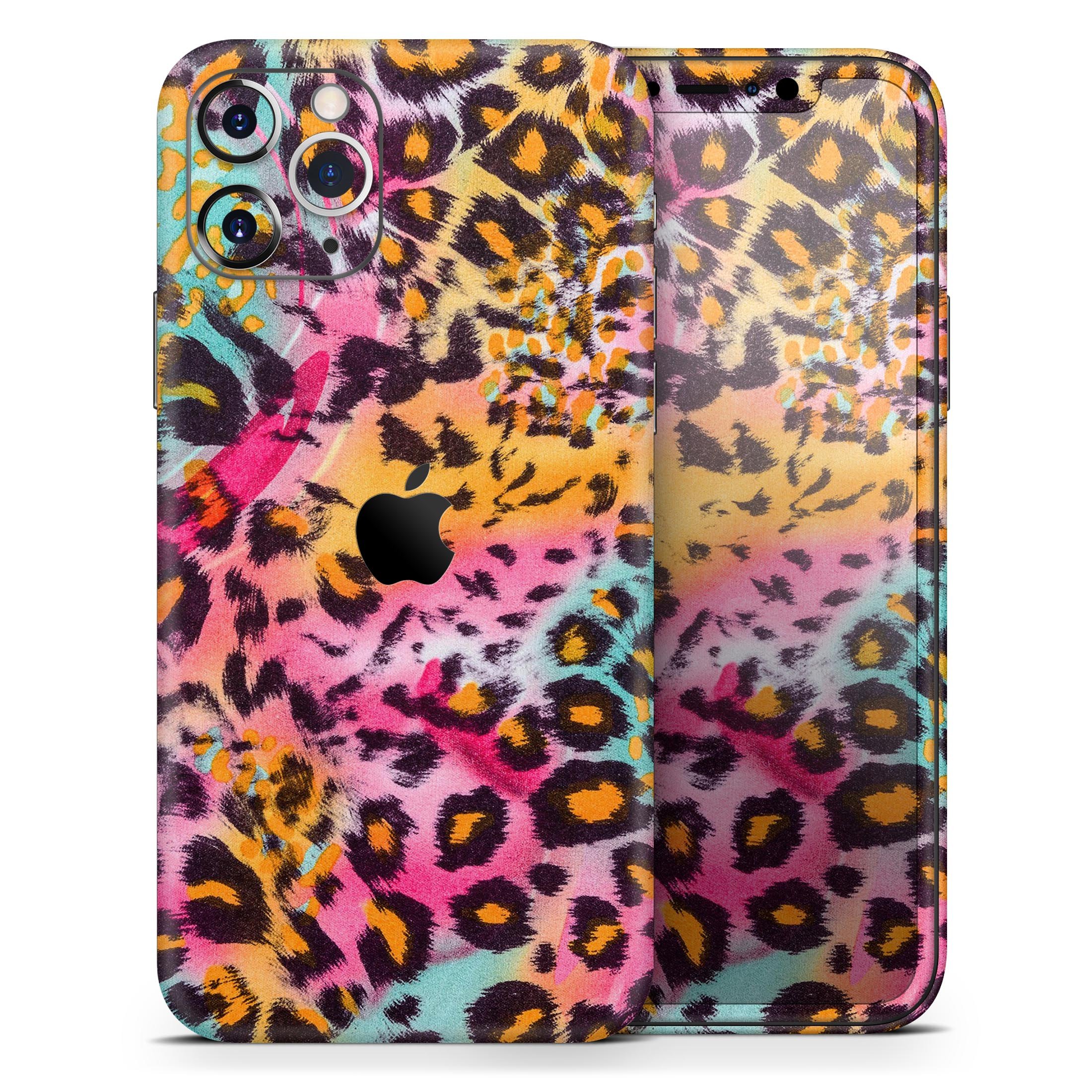 Rainbow Leopard Sherbert Skin-Kit for Apple iPhone, showcasing vibrant colors and sleek design.