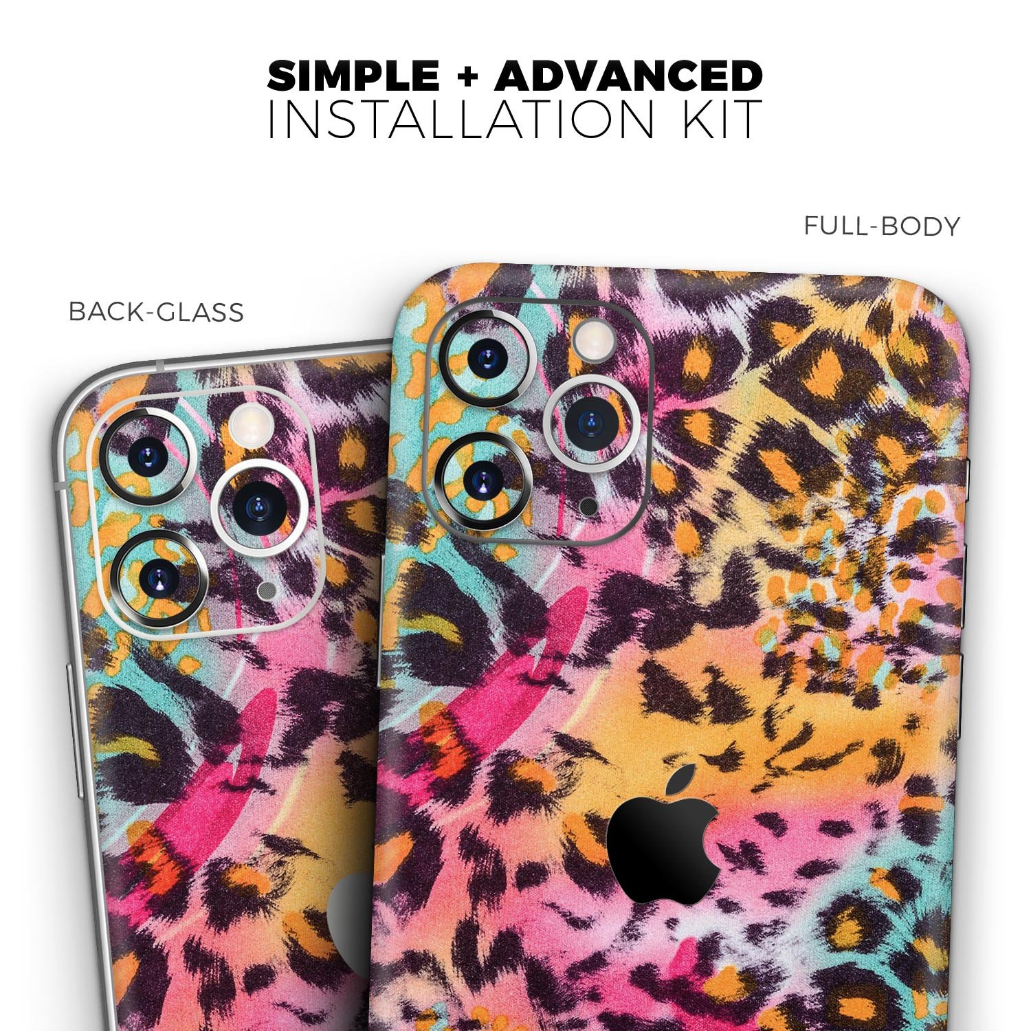 Rainbow Leopard Sherbert Skin-Kit for Apple iPhone, showcasing vibrant colors and sleek design.