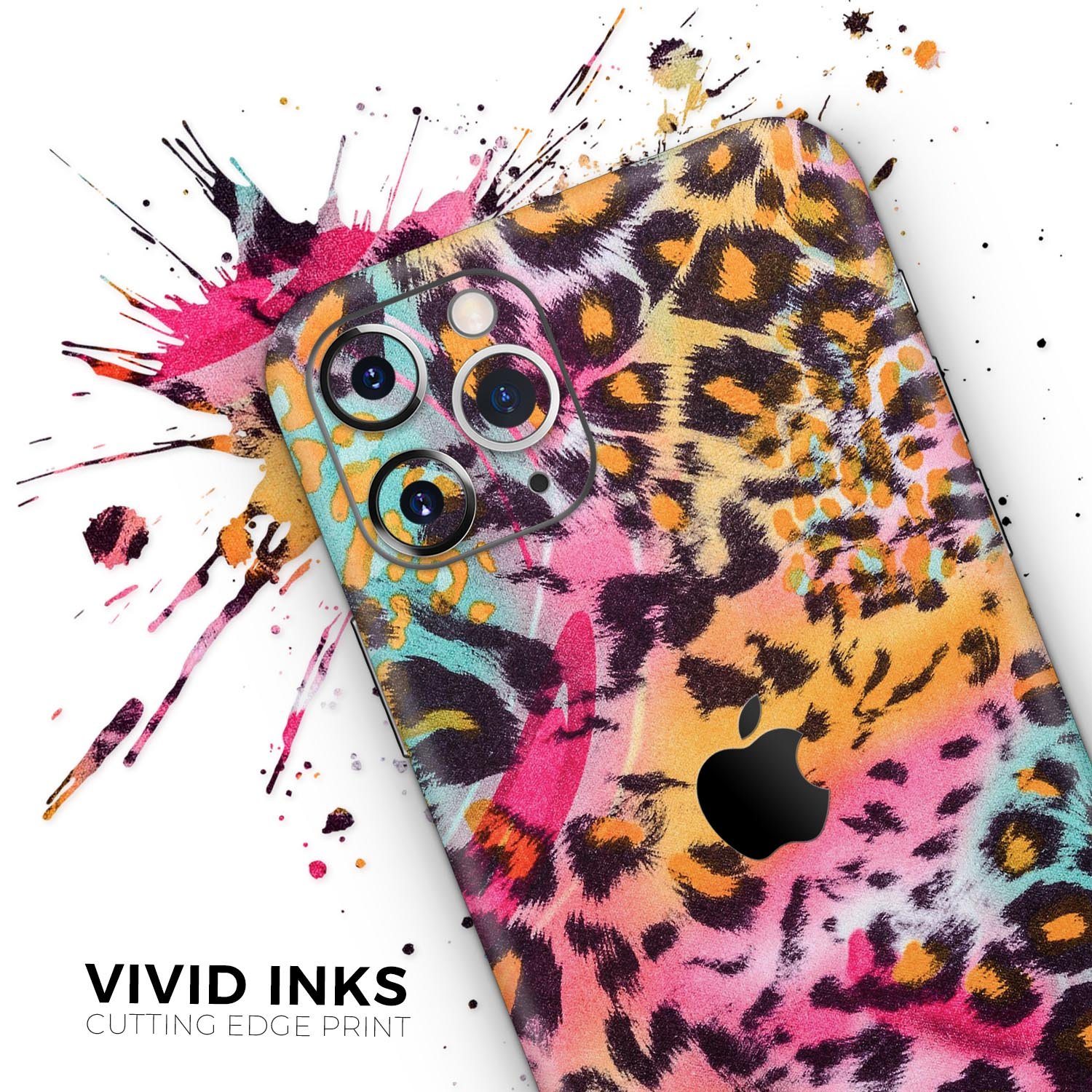 Rainbow Leopard Sherbert Skin-Kit for Apple iPhone, showcasing vibrant colors and sleek design.