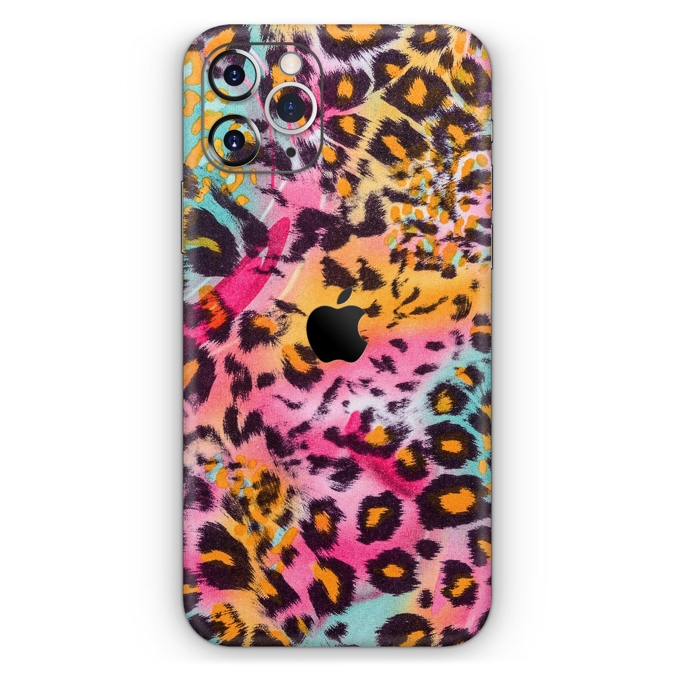 Rainbow Leopard Sherbert Skin-Kit for Apple iPhone, showcasing vibrant colors and sleek design.