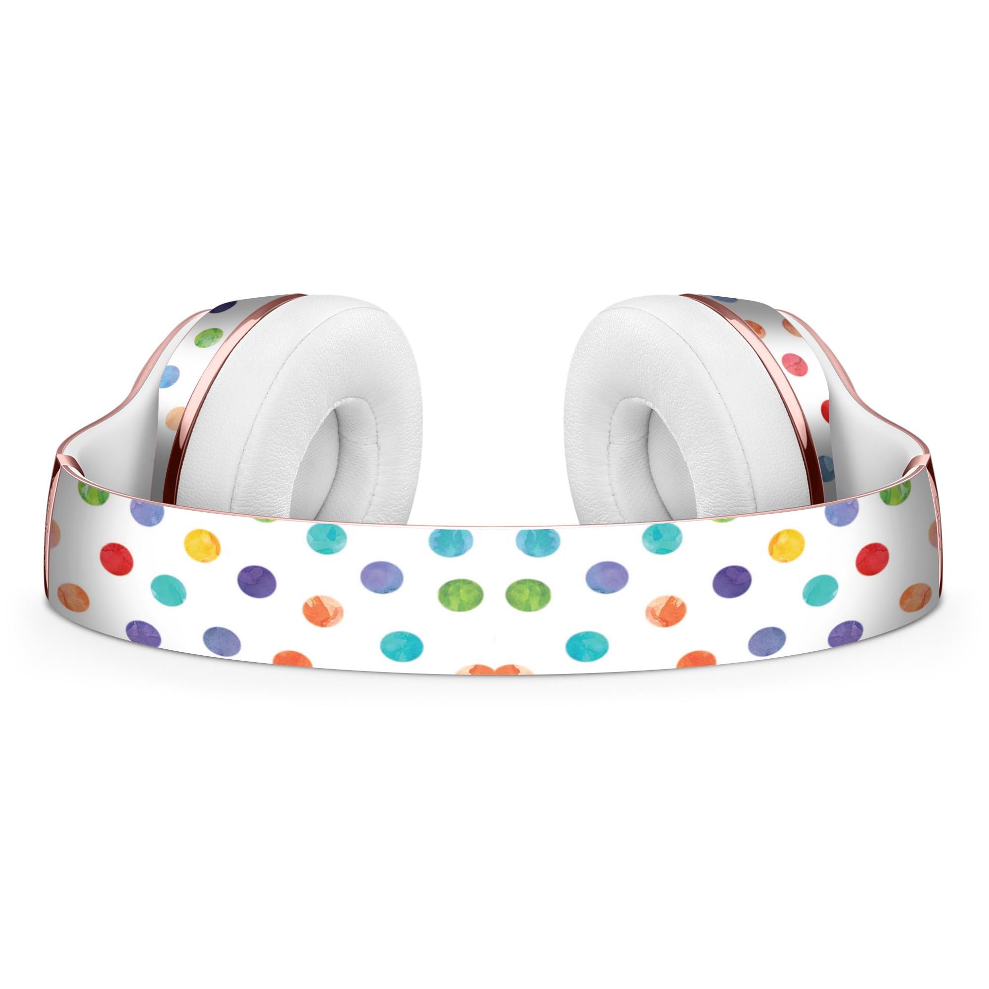 Rainbow Watercolor Dots skin for Beats by Dre Solo 3 Wireless headphones, showcasing vibrant colors and a stylish design.