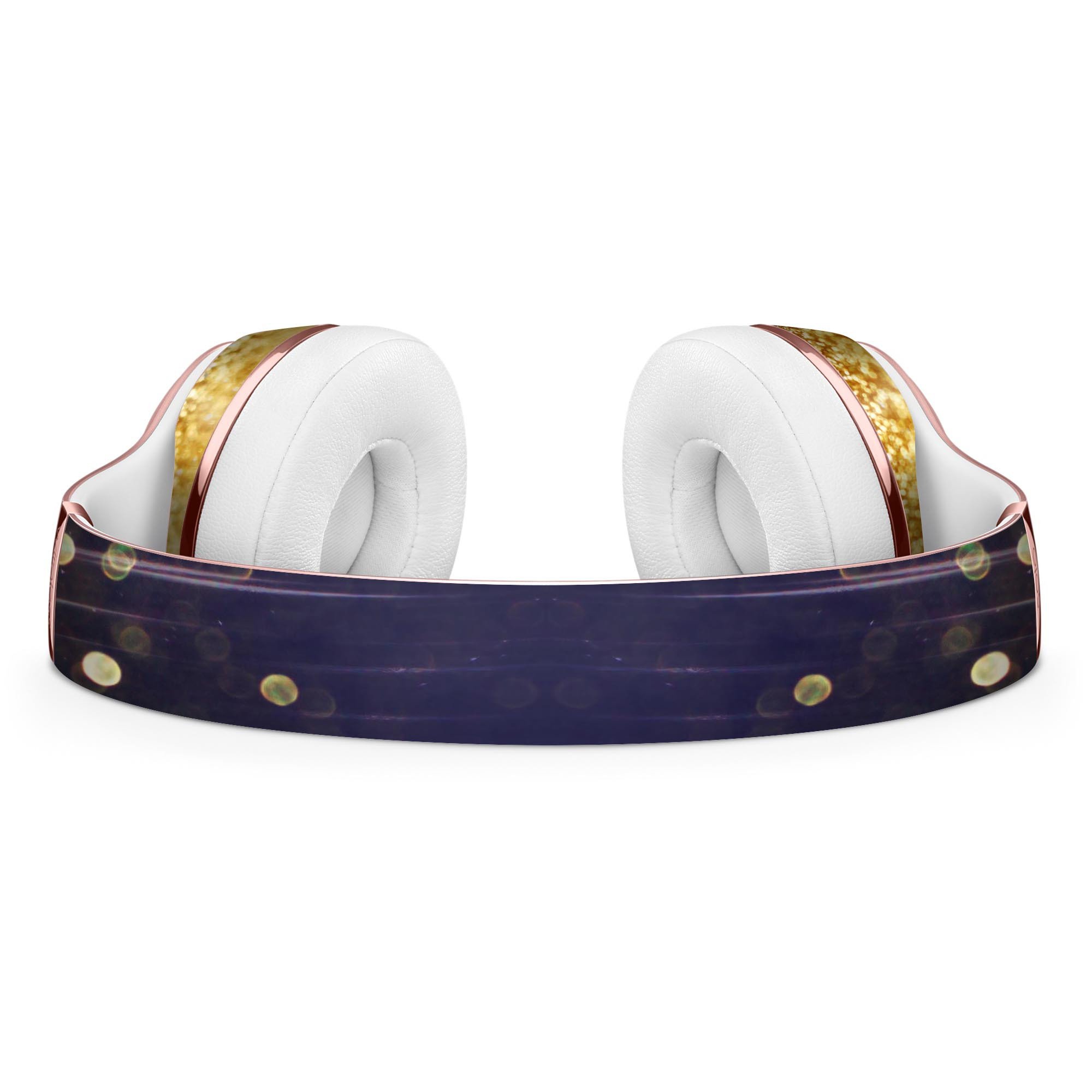 Raining Gold and Purple Sparkle Skin Kit for Beats by Dre Solo 3 Wireless Headphones, showcasing vibrant colors and a stylish design.