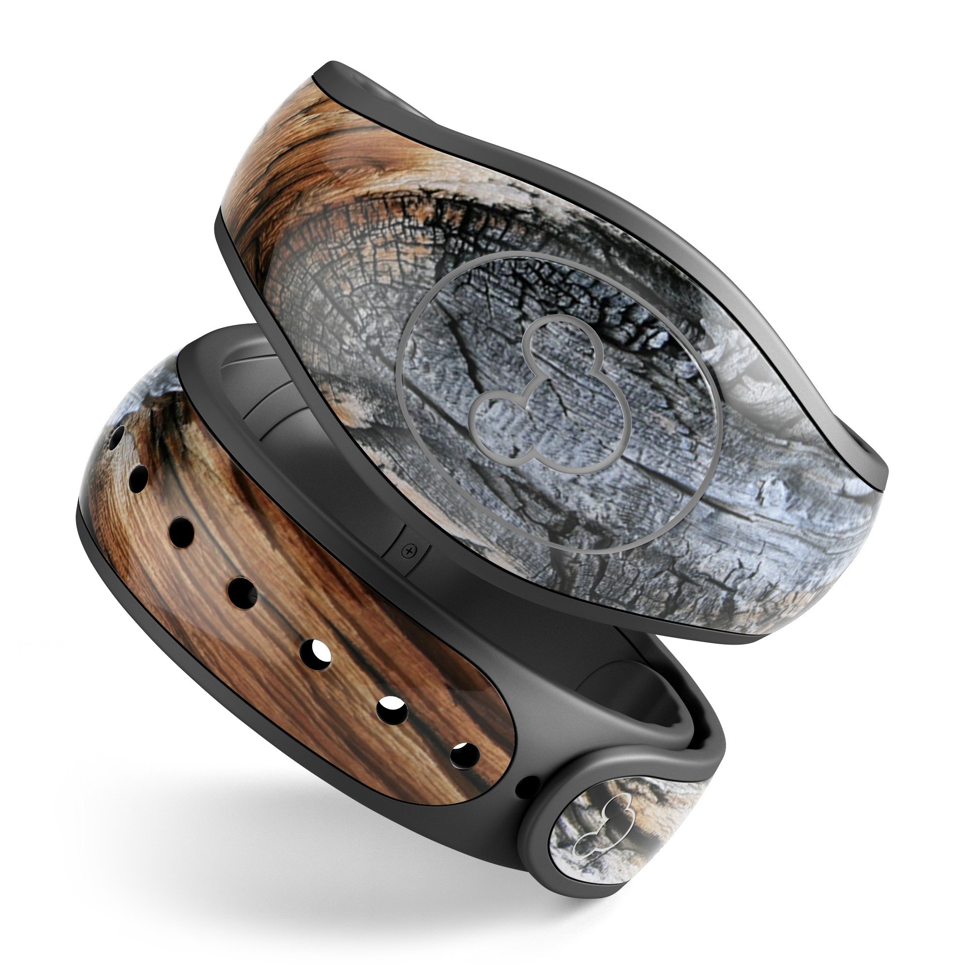 Raw Aged Knobby Wood decal skin wrap kit for Disney Magic Band, showcasing trendy design and high-quality finish.