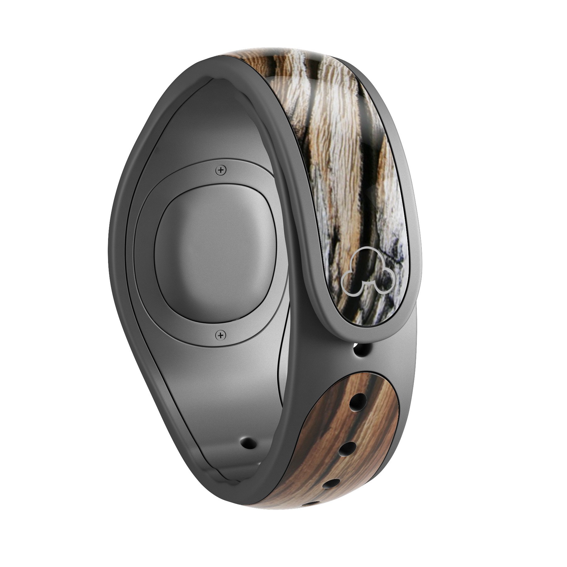 Raw Aged Knobby Wood decal skin wrap kit for Disney Magic Band, showcasing trendy design and high-quality finish.