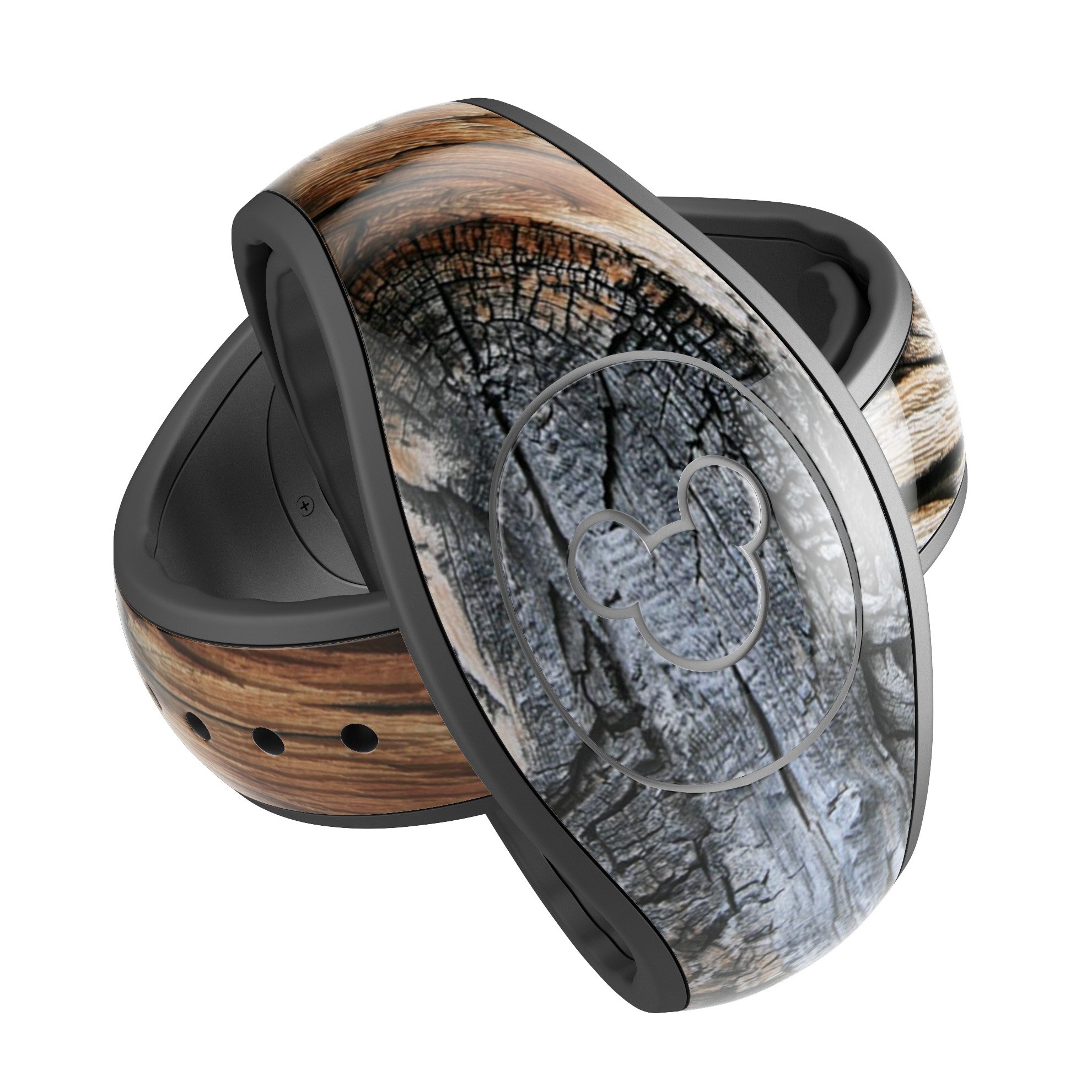 Raw Aged Knobby Wood decal skin wrap kit for Disney Magic Band, showcasing trendy design and high-quality finish.