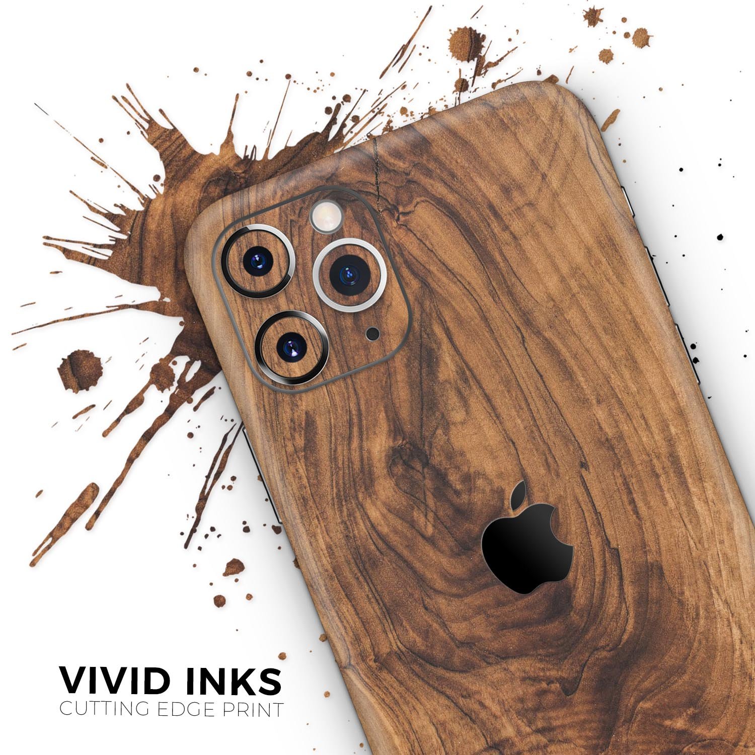 Raw Wood Planks V11 Skin-Kit for Apple iPhone 14, showcasing a stylish wood design with a premium vinyl finish.