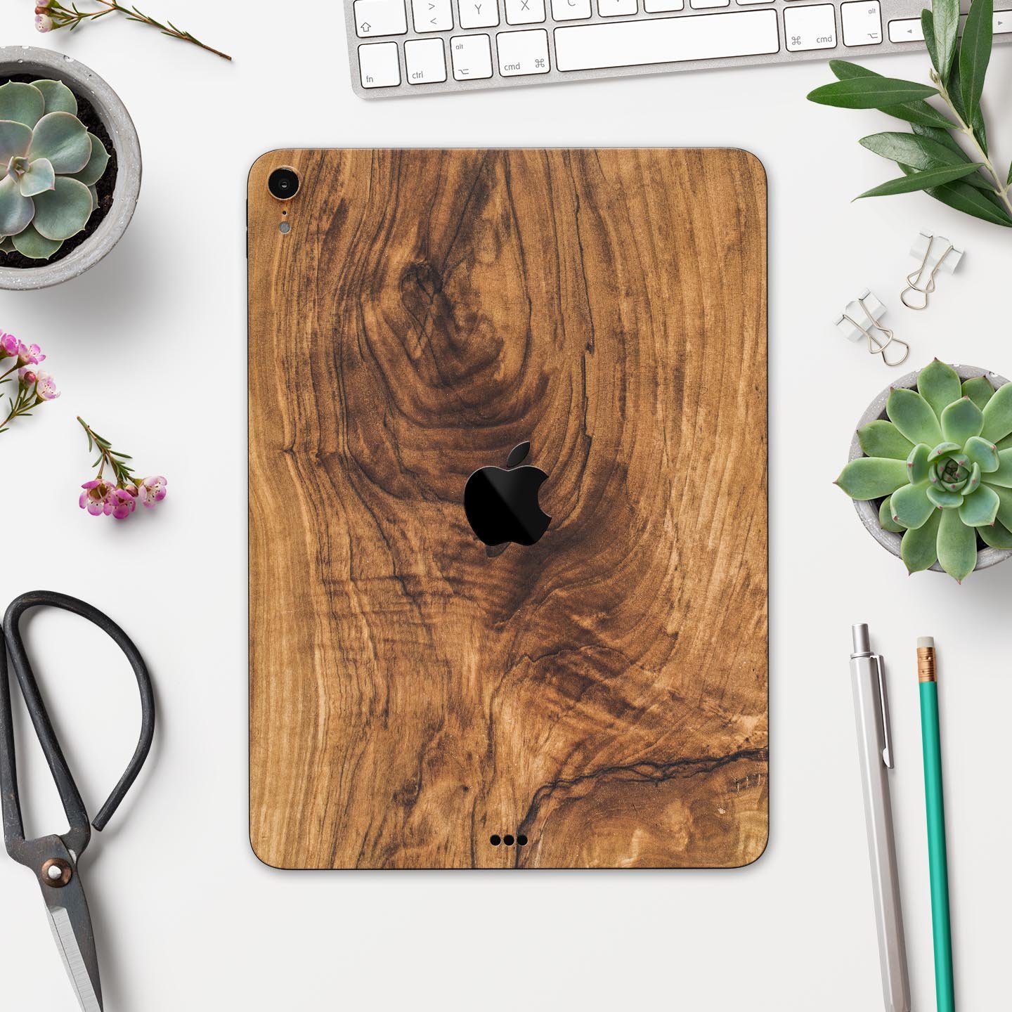 Raw Wood Planks V11 skin decal for Apple iPad Pro, showcasing a natural wood texture design with a premium finish.