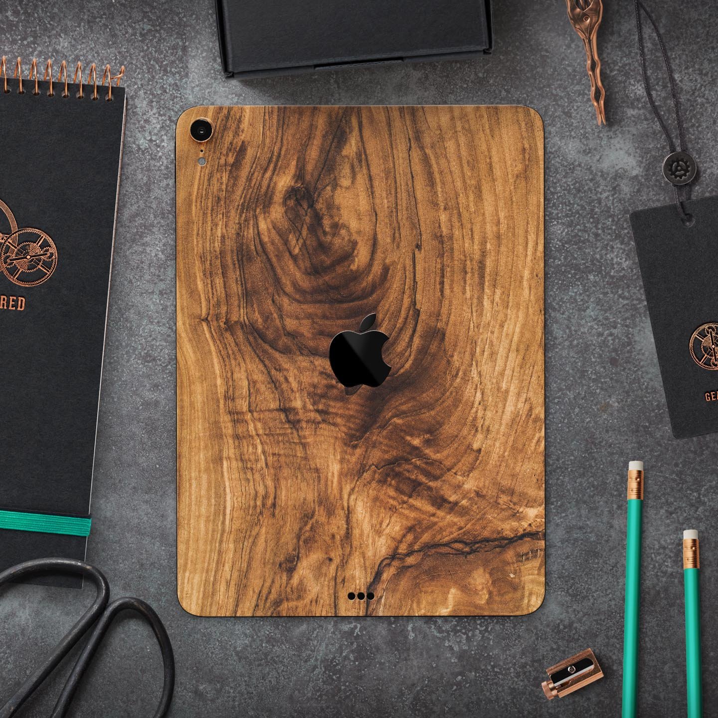 Raw Wood Planks V11 skin decal for Apple iPad Pro, showcasing a natural wood texture design with a premium finish.