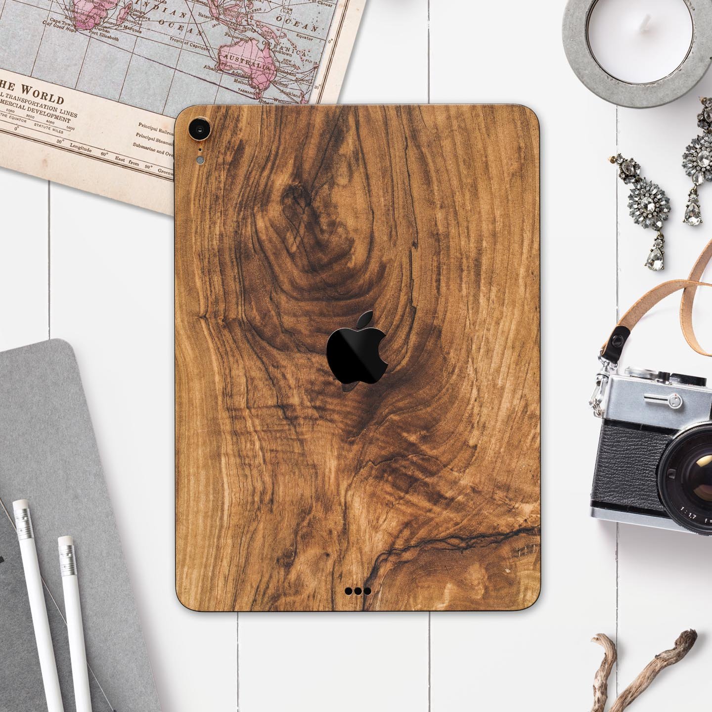 Raw Wood Planks V11 skin decal for Apple iPad Pro, showcasing a natural wood texture design with a premium finish.