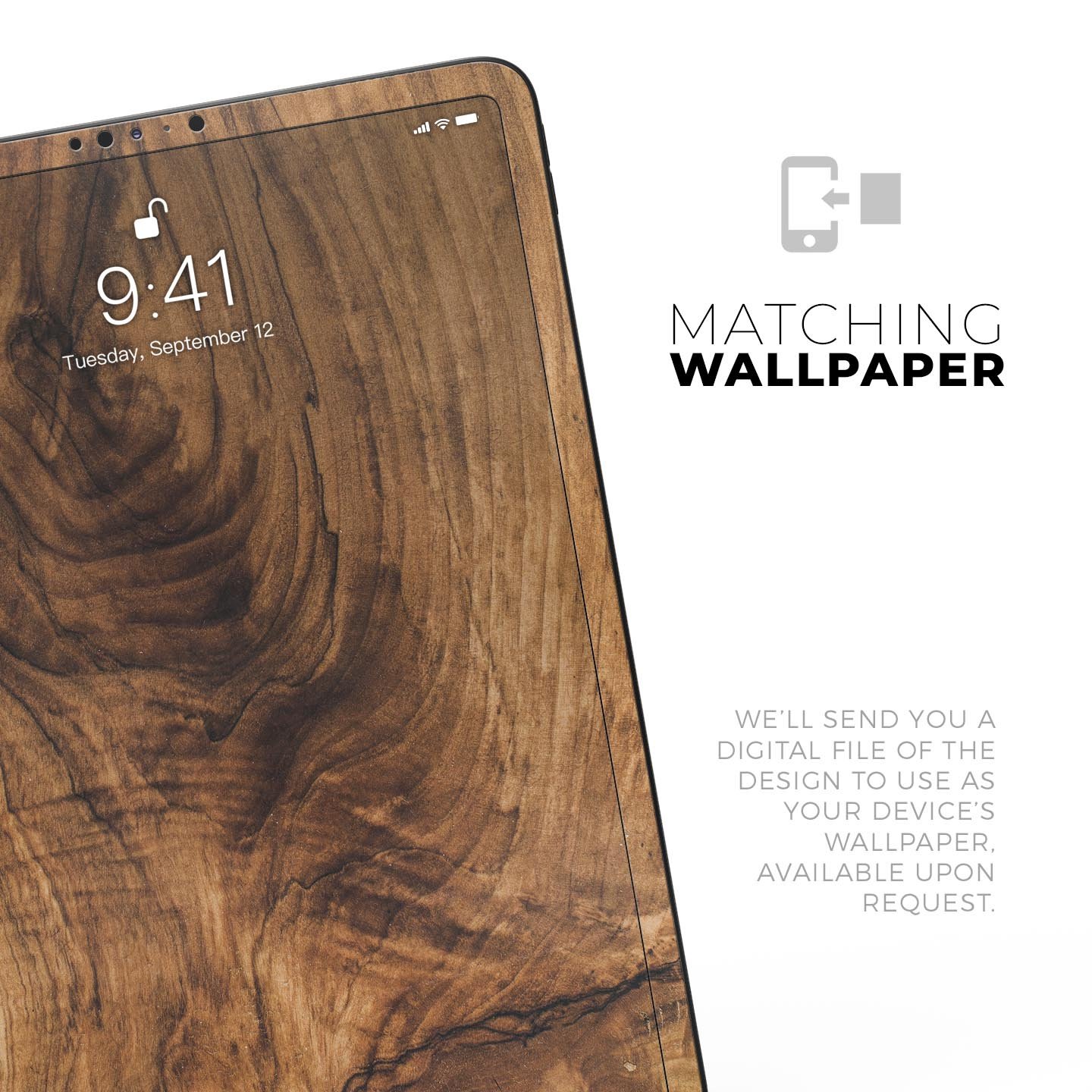 Raw Wood Planks V11 skin decal for Apple iPad Pro, showcasing a natural wood texture design with a premium finish.