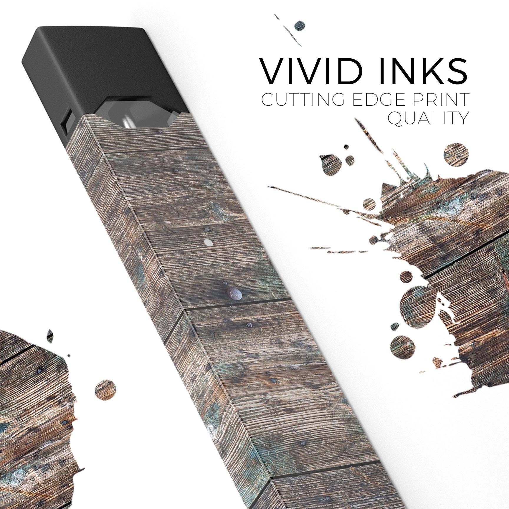 Raw Wood Planks V1 skin-wrap sticker designed for JUUL vaping device, showcasing a wood texture and premium finish.