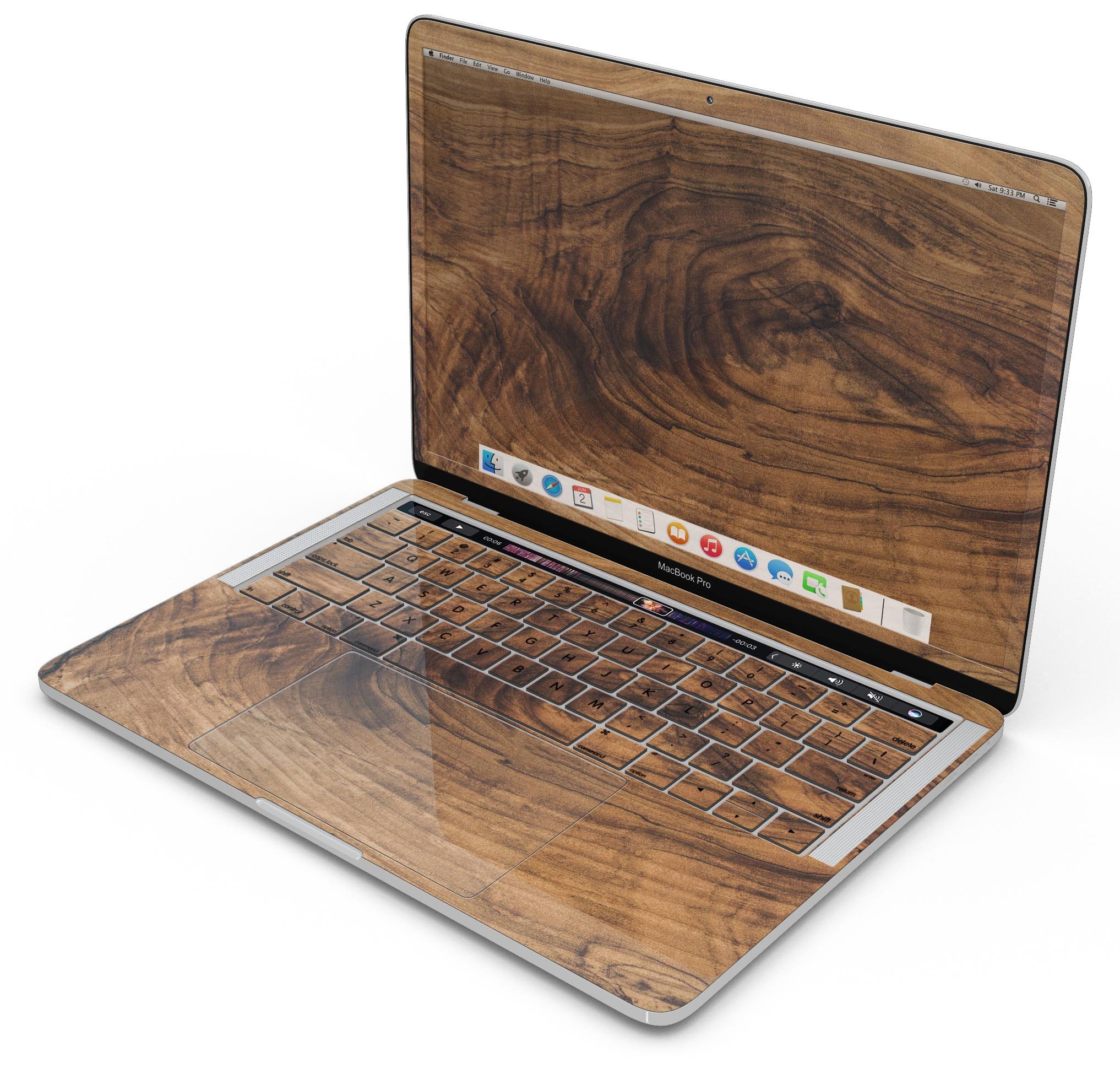 Raw Wood Planks V11 skin decal wrap kit for MacBook, showcasing a natural wood design with a smooth finish.