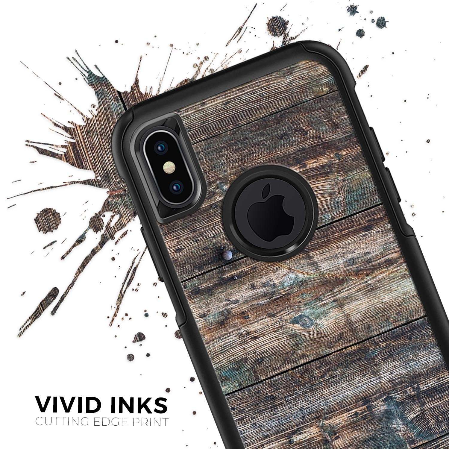 Raw Wood Planks V1 Skin Kit for iPhone OtterBox Cases, showcasing a natural wood design with a premium finish.