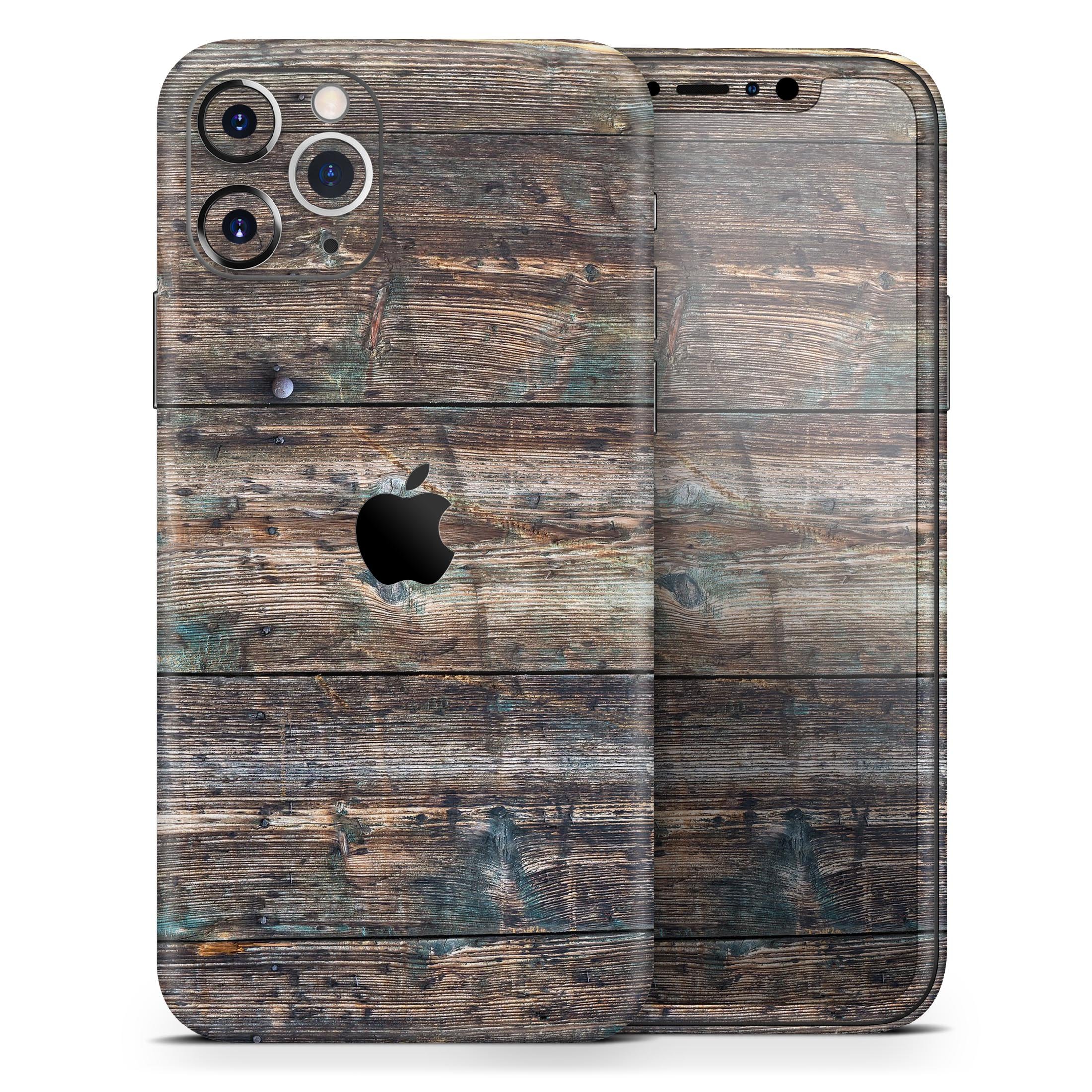 Raw Wood Planks skin for Apple iPhone 14, showcasing a natural wood texture design.